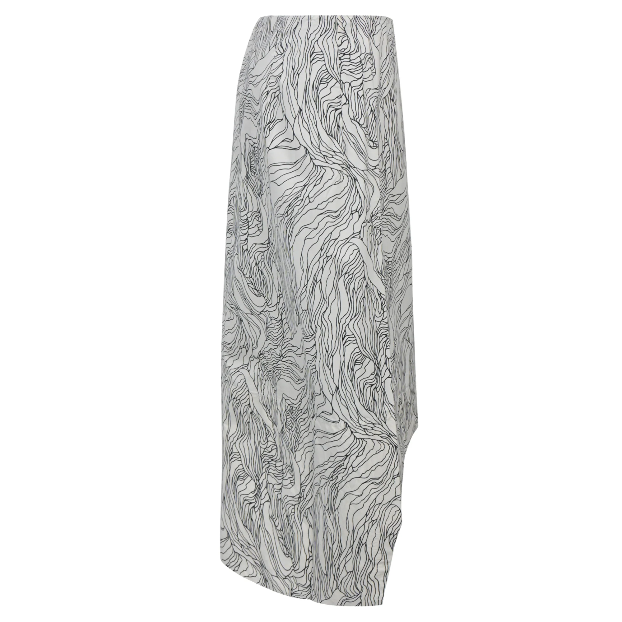 Marni Printed Asymmetric Skirt in Black and White Viscose