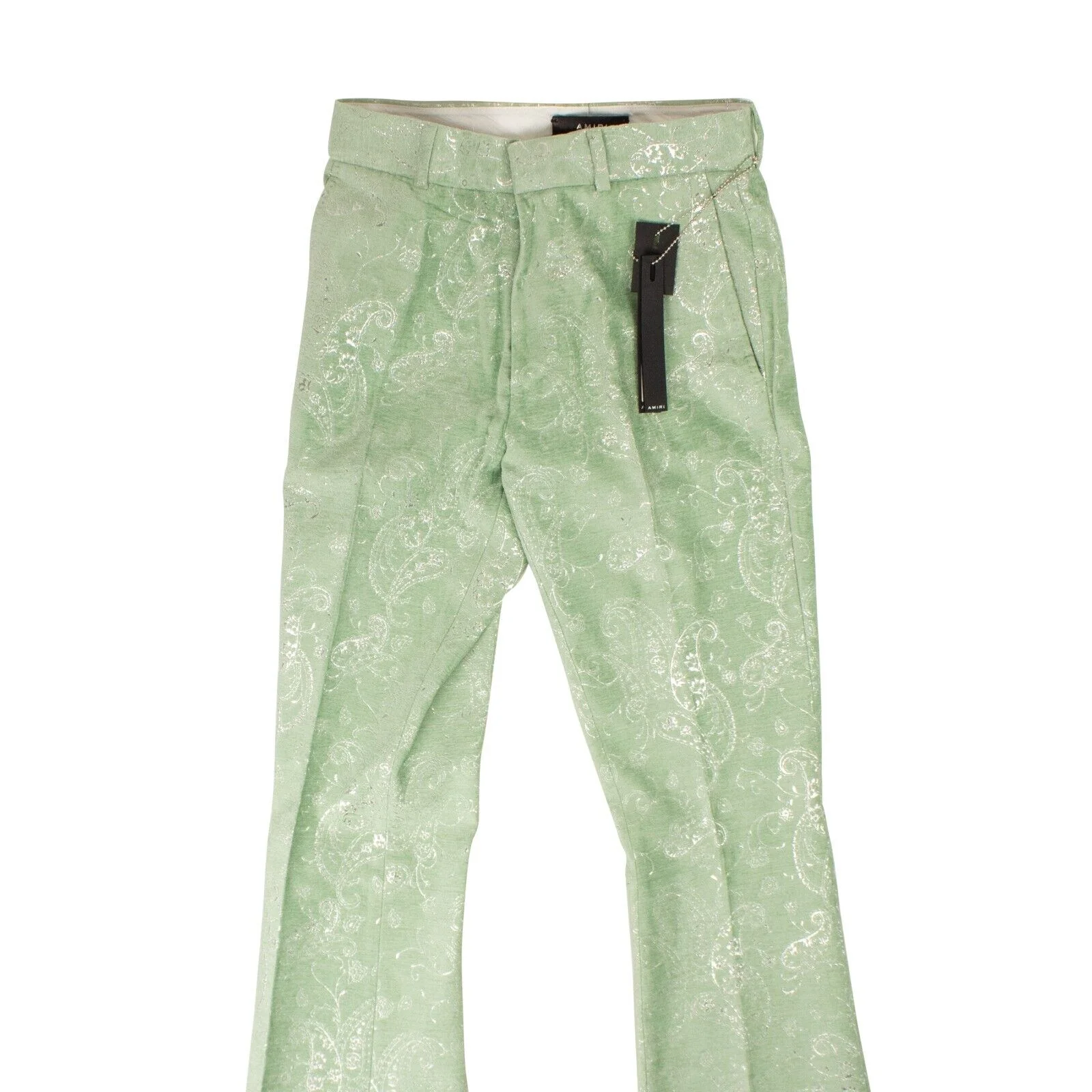 Green Paisley Velvet Glitter Pants