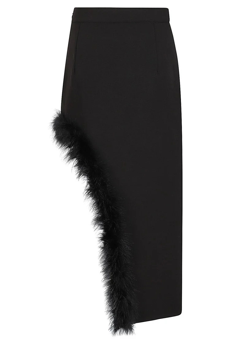 High-Waisted Asymmetrical Feathers Skirt
