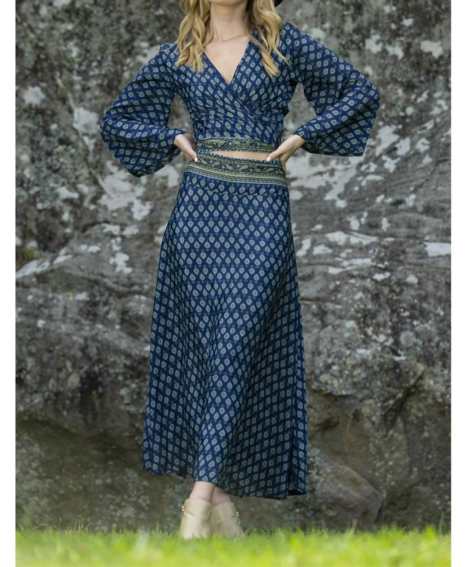 Ripple A-Line Skirt In Teal