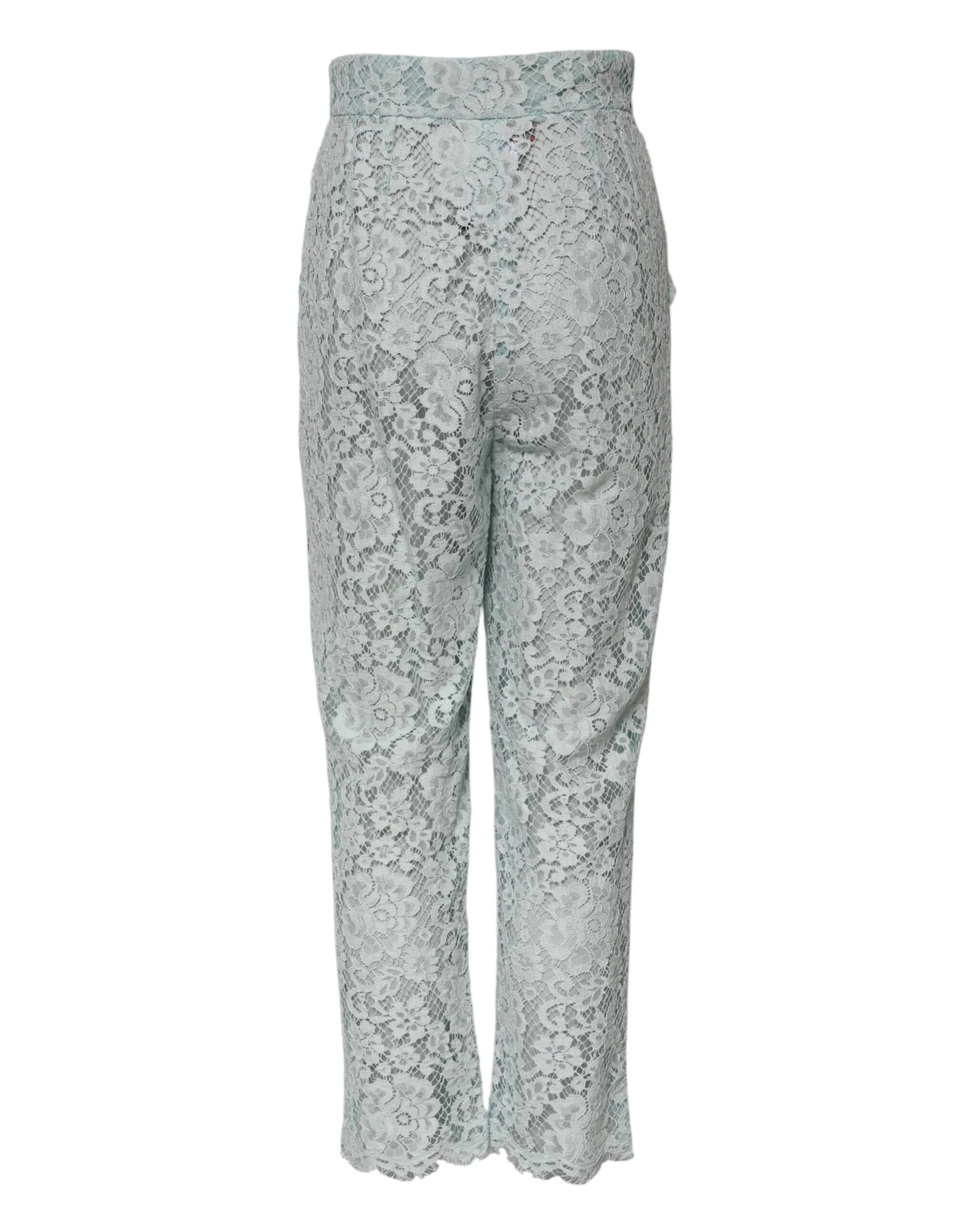 Dolce & Gabbana Mint Cotton Floral Lace Trousers Women's Pants