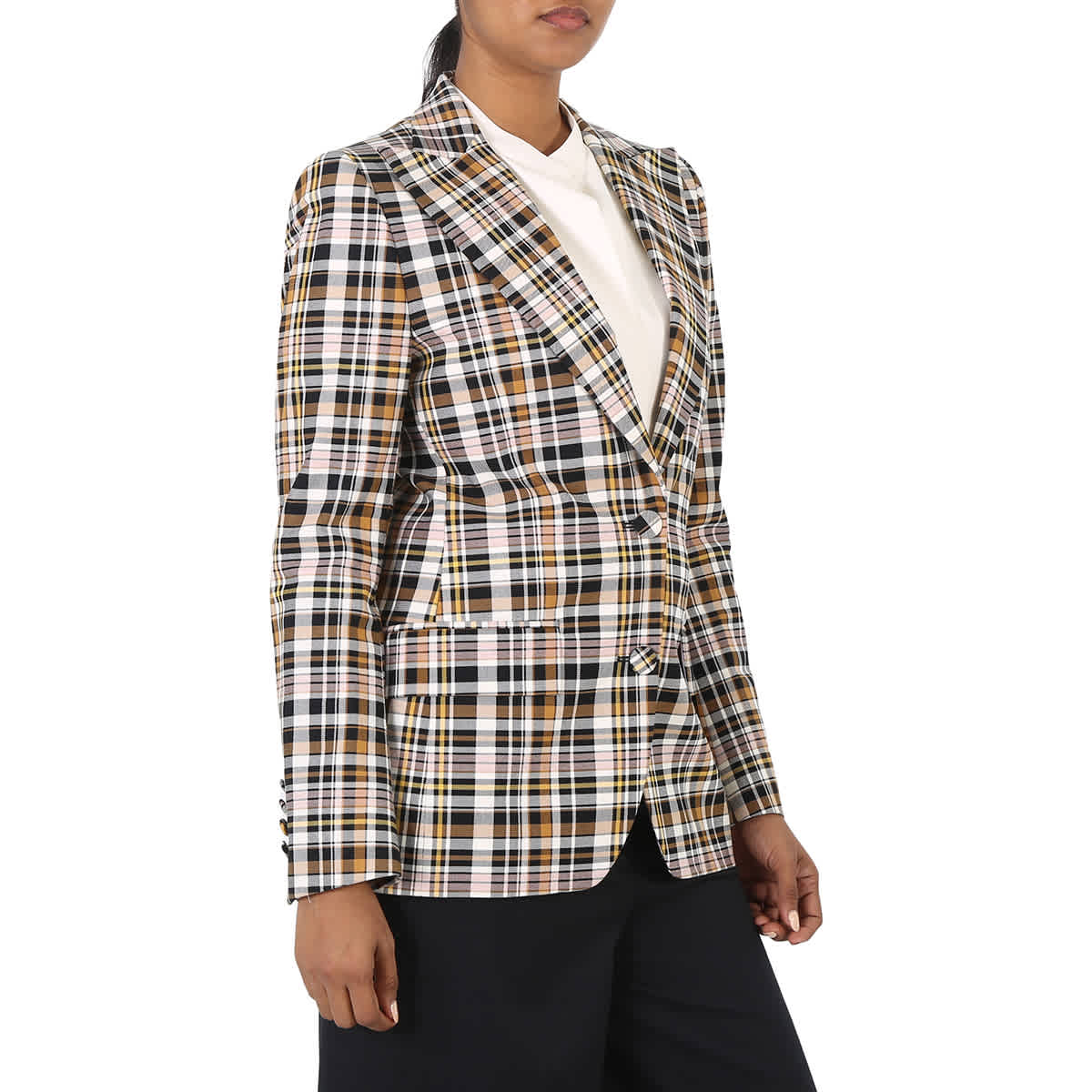 Burberry Ladies Snowhill Plaid Blazer in Bright Toffee Check