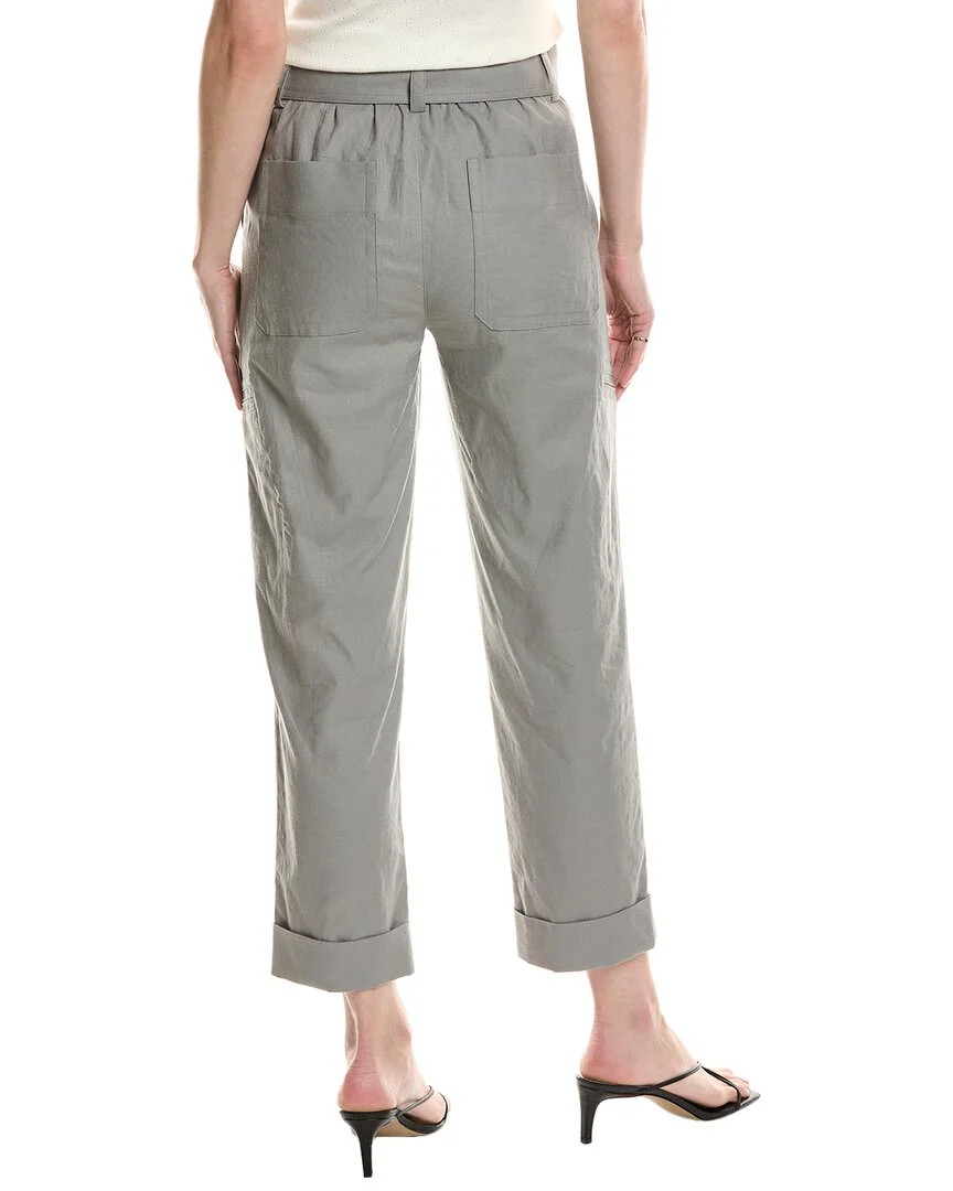 Vince Belted Linen-Blend Pant