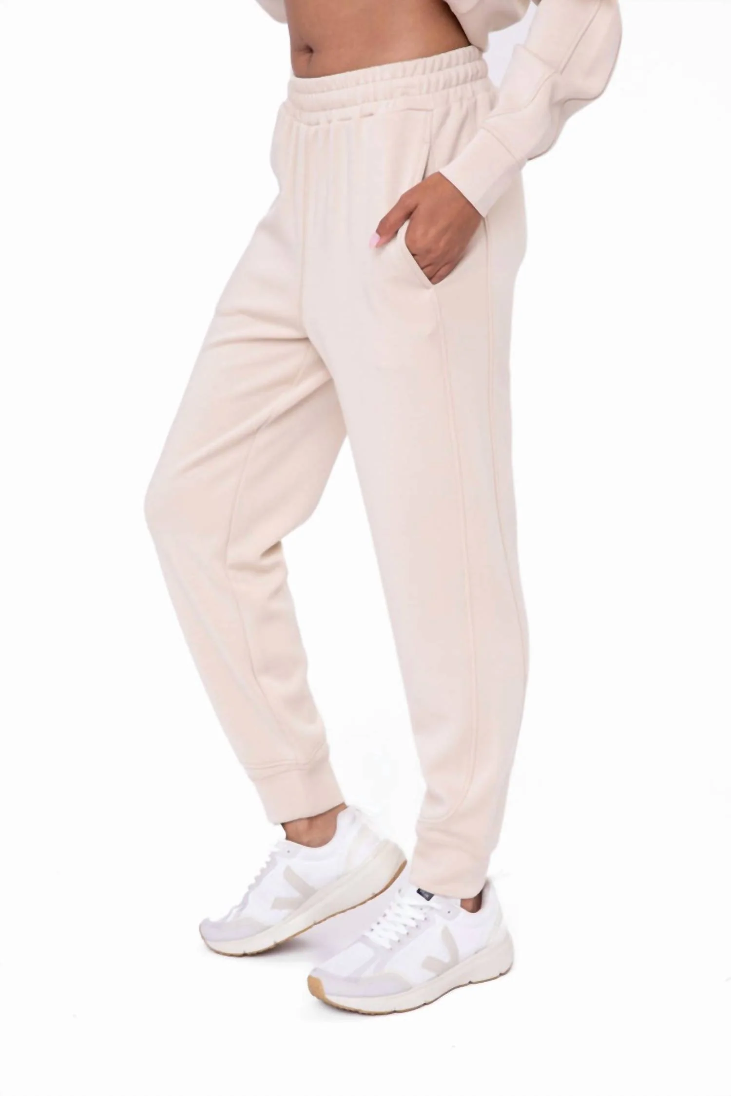 Contrast Seam Joggers In Natural