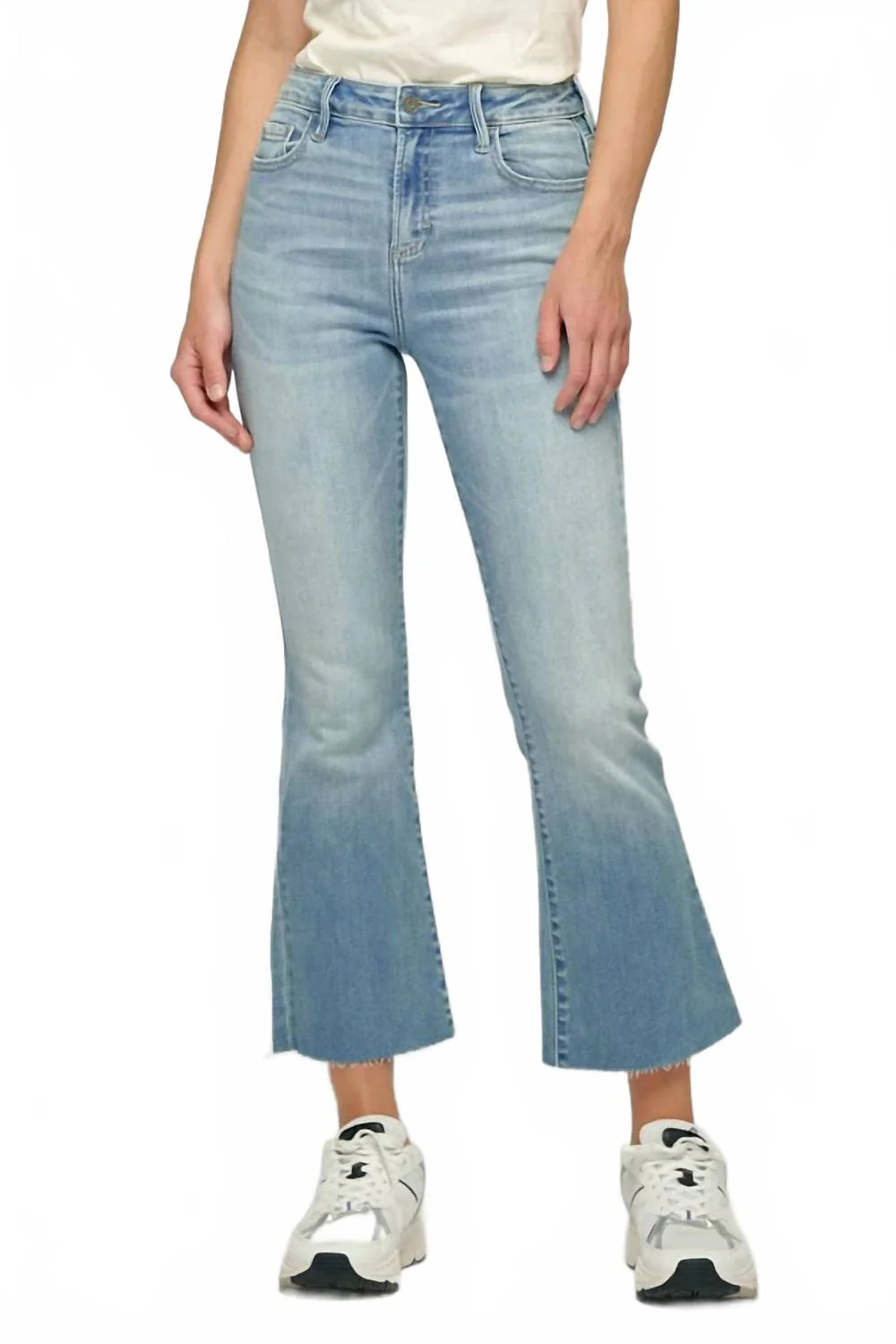 Happi Cropped Flare Jeans In Light Wash