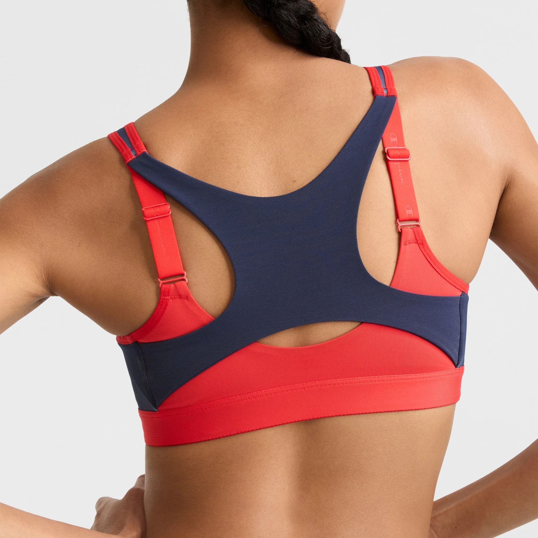 Motion Control Zip Sports Bra, Wirefree, Script Logo