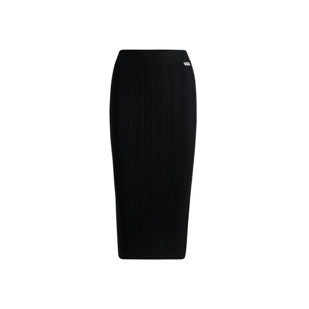 Midi tube skirt in irregular-rib crepe