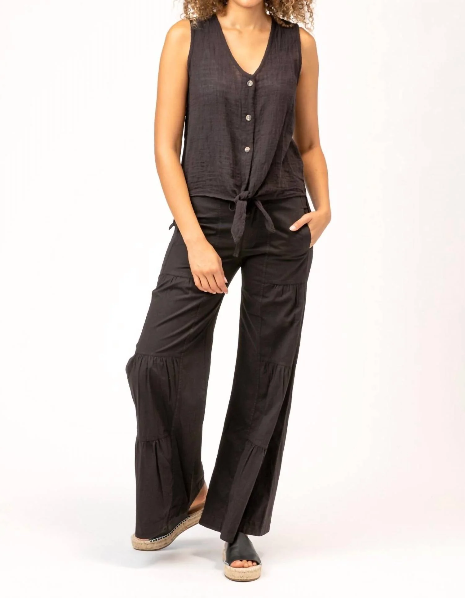 Terraced Pant In Black