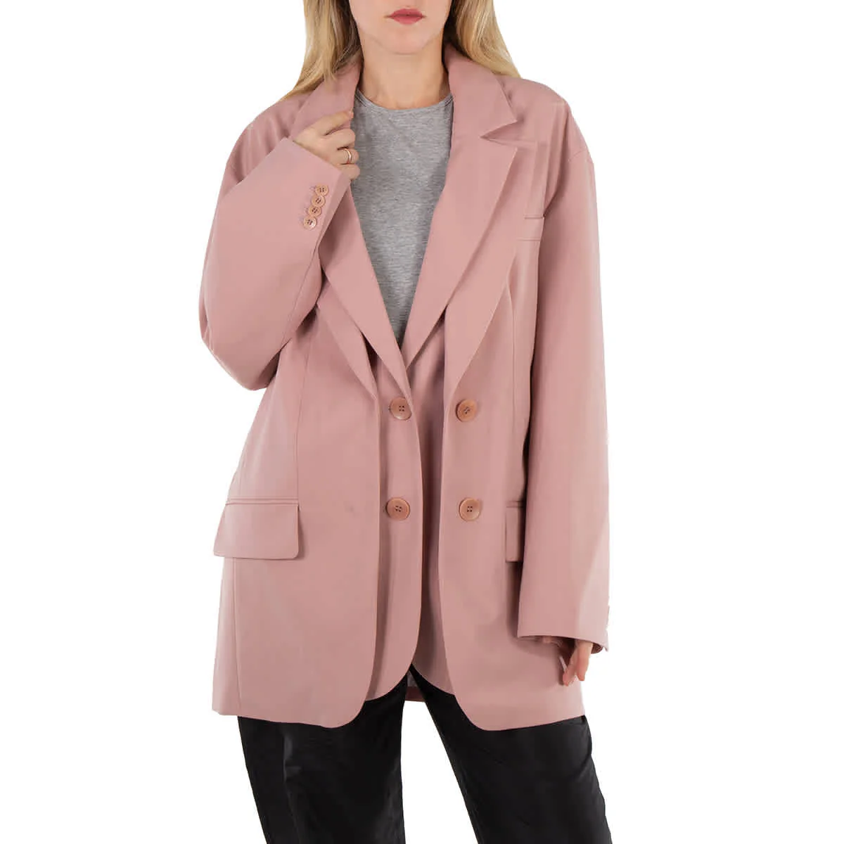 Tibi Ladies Toffee Brown Cassius Suiting Double Layer Liam Blazer