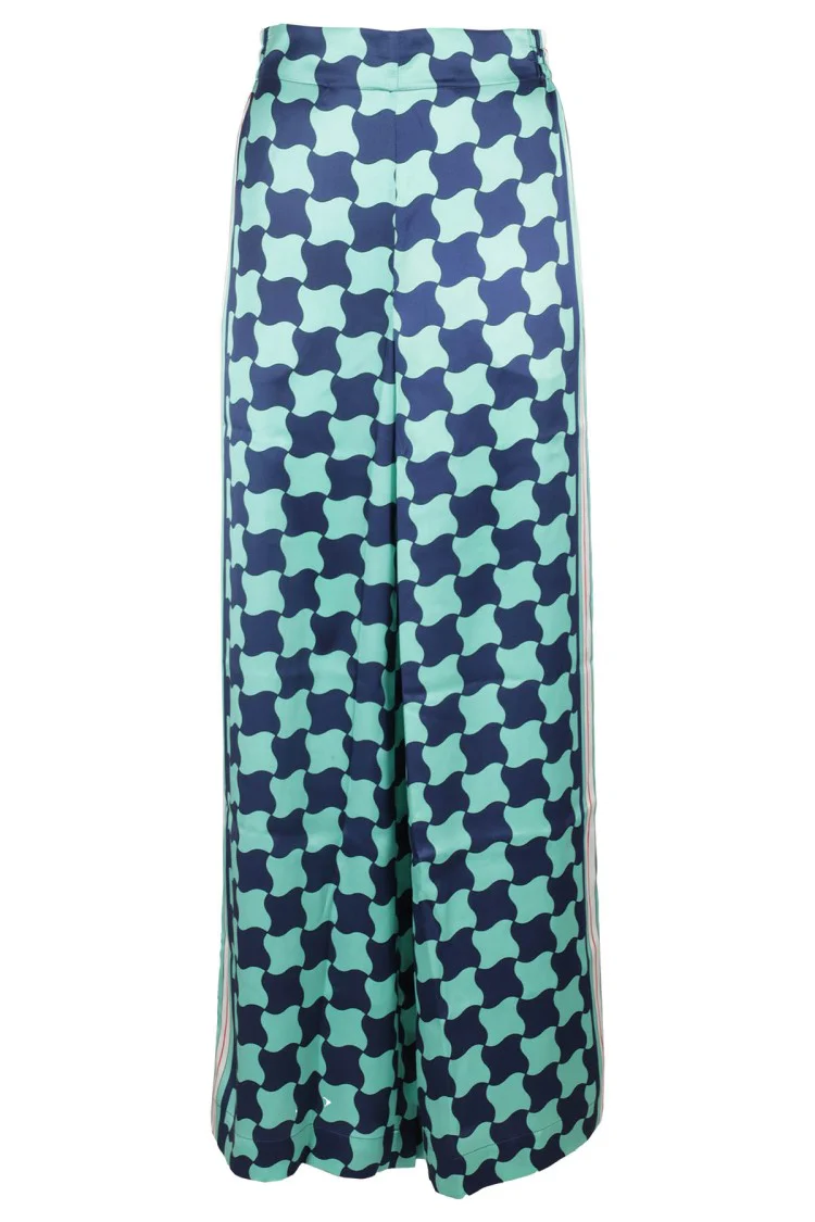 Wide-Leg Trousers In Light Green Silk