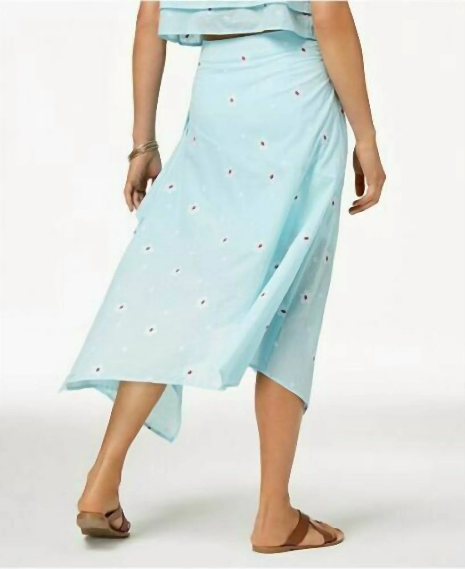 Juniors Asymmetrical Faux Wrap Midi Skirt In Blue