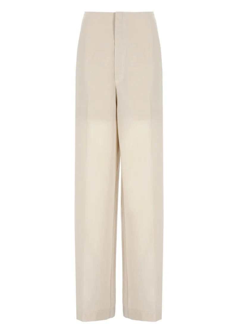 Beige Cotton Blend Pants