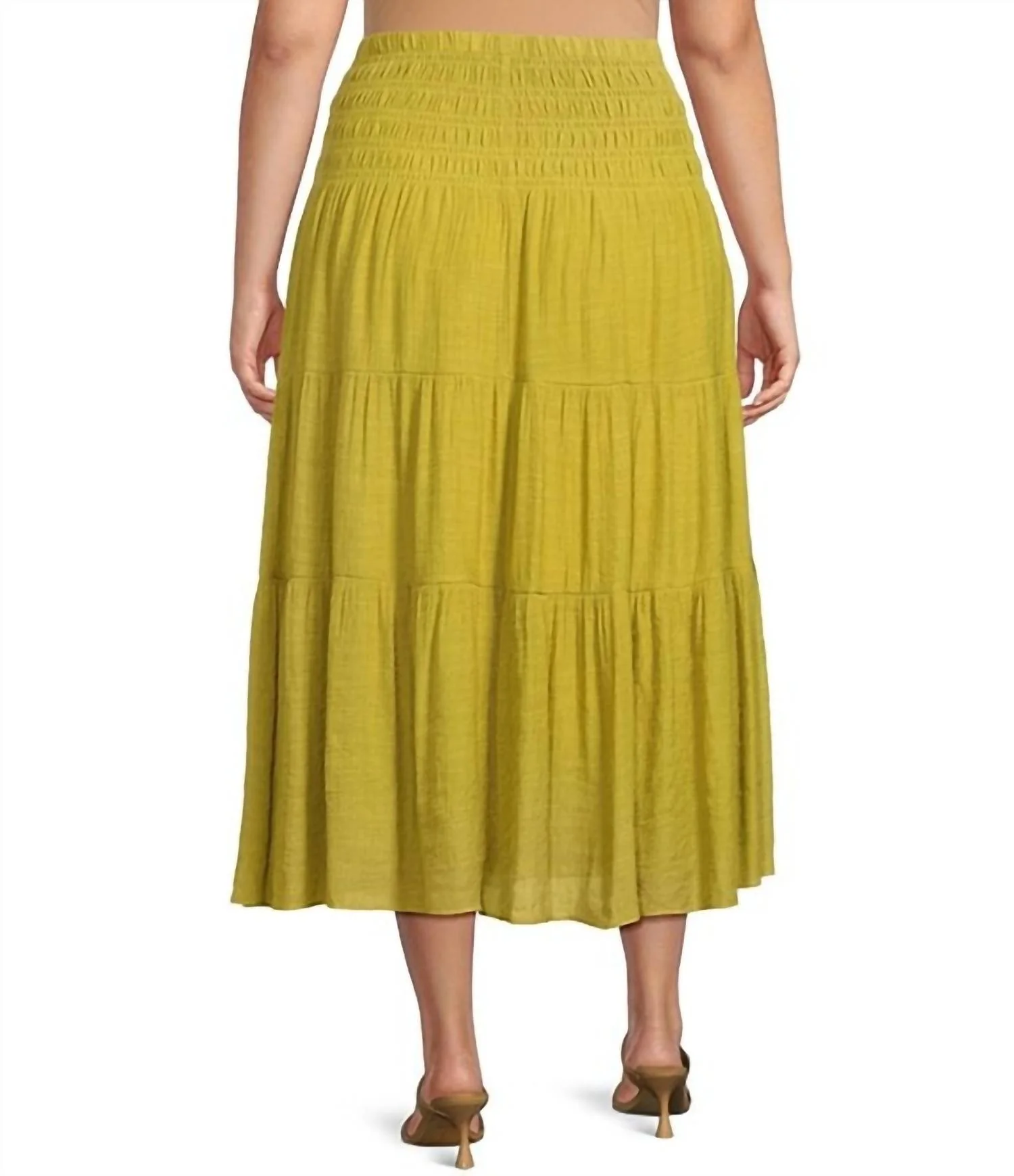Tropez Smocked Skirt In Chartreuse