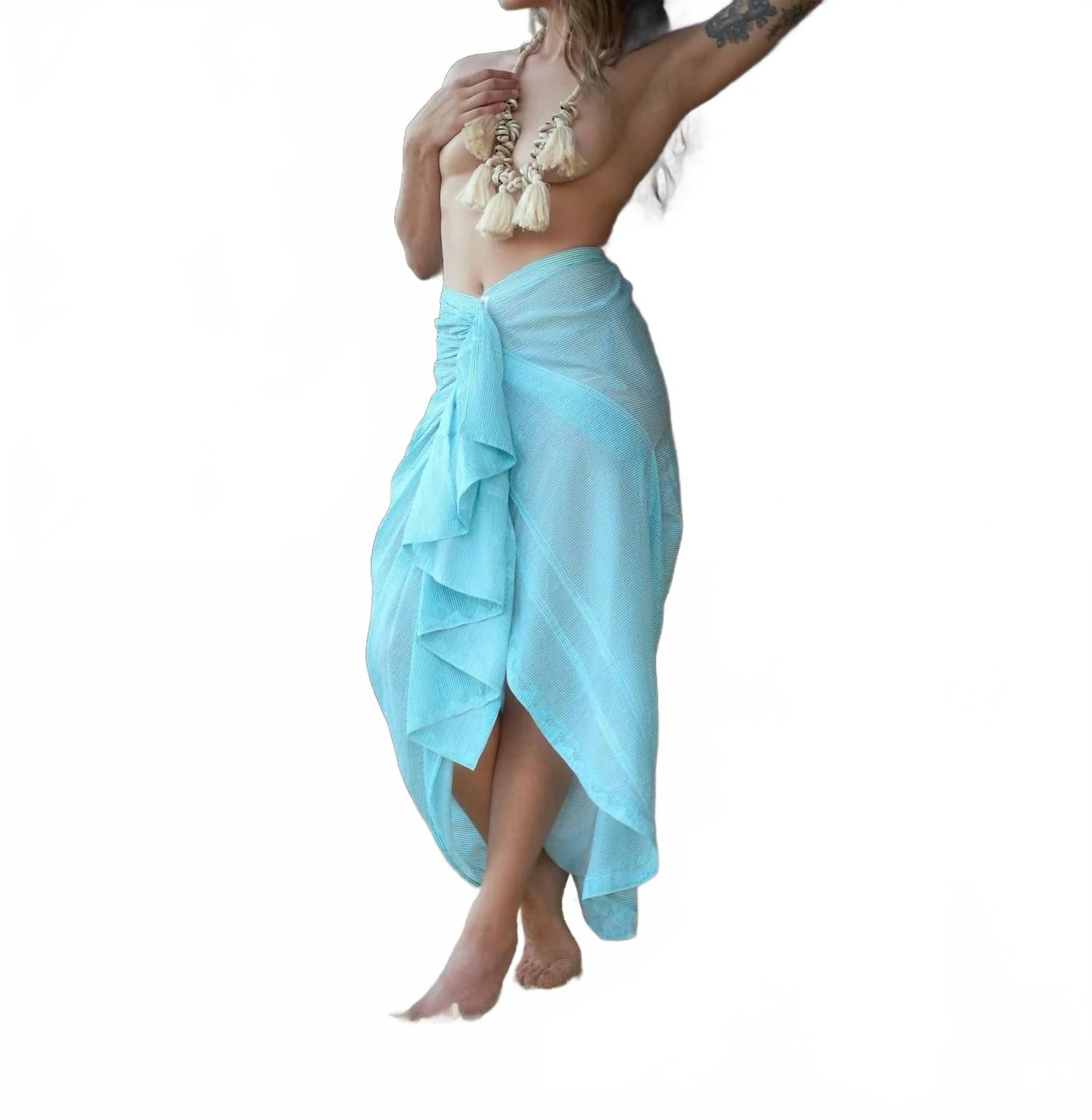 Stripe Paréo In Turquoise