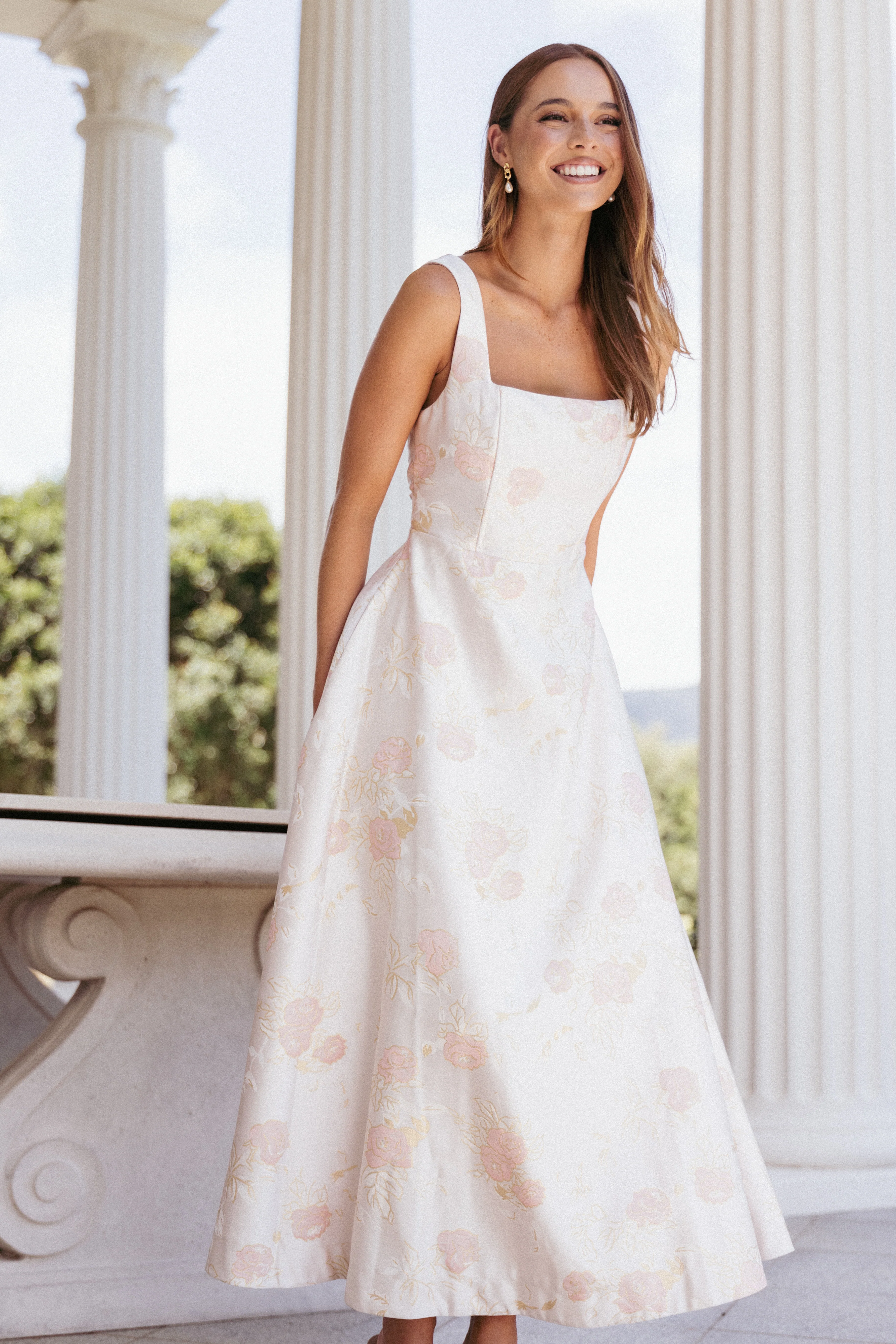 Zaria Midi Dress - Pink Floral