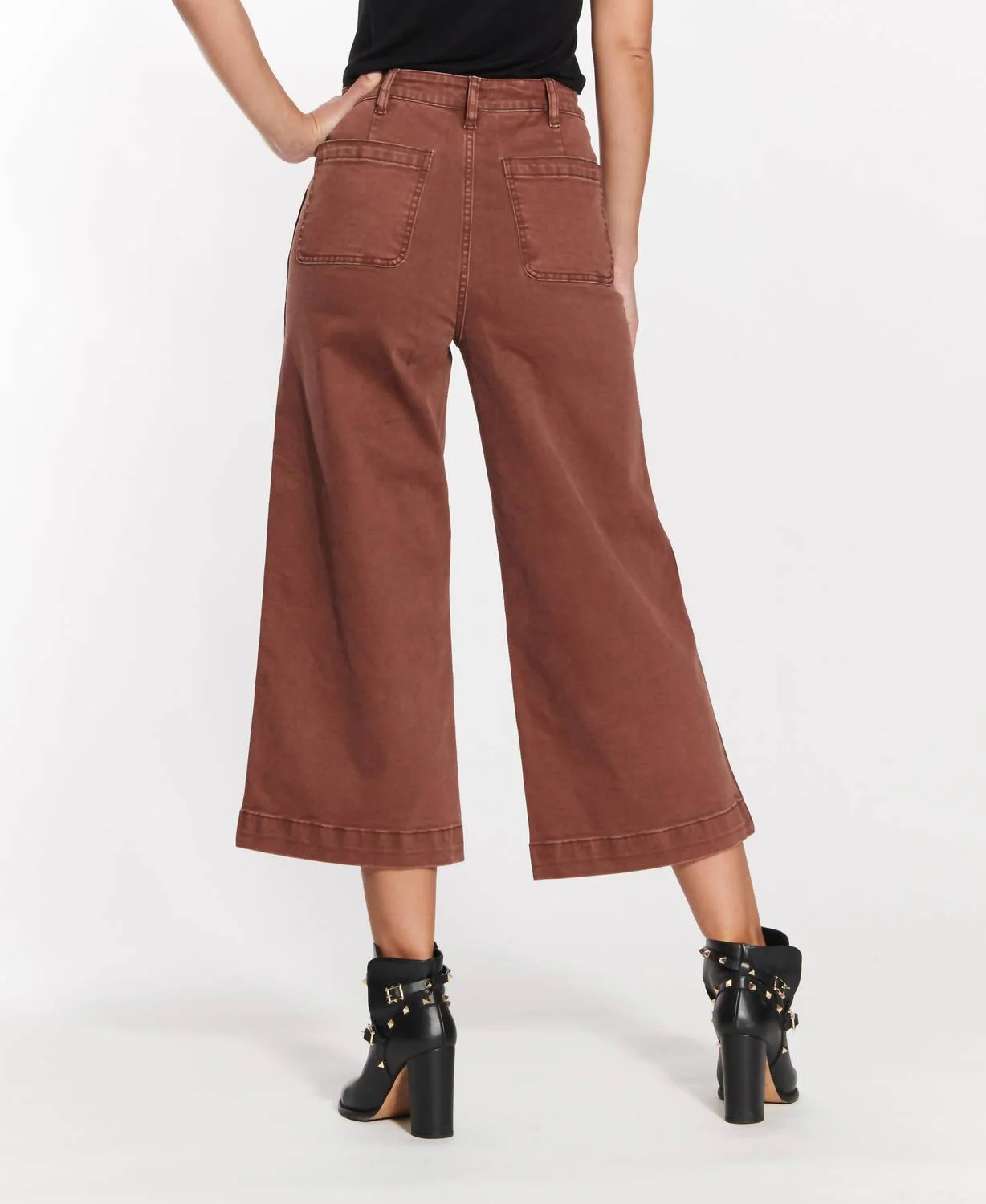 High Rise Clean Wide Leg Crop Jeans In Mocha