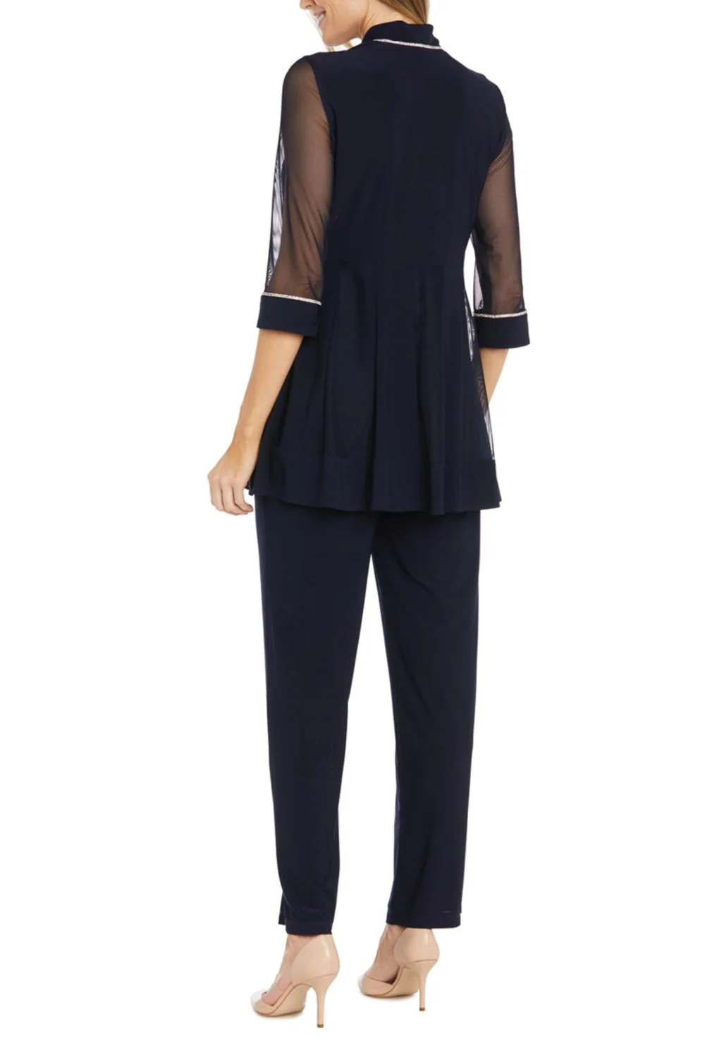 Embellished Two-Piece Pants Set In Navy