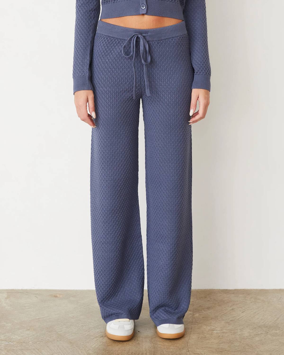 Soft Knit French Lounge Pant In Washed Blue