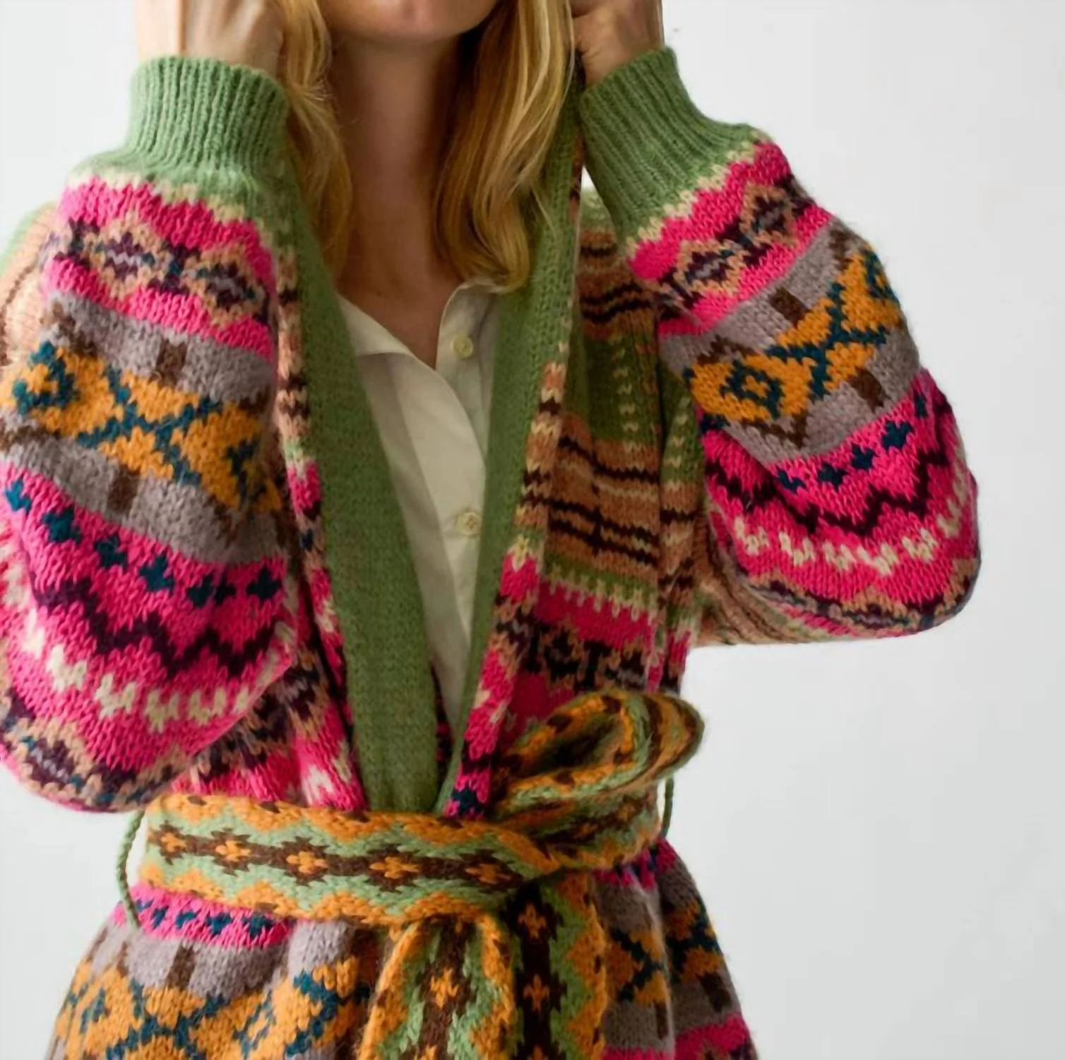 Bianca Plaid Fair Isle Robe In Multi