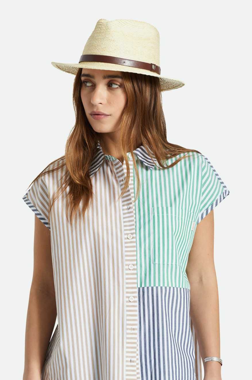 Messer Straw Fedora - Natural/Brown