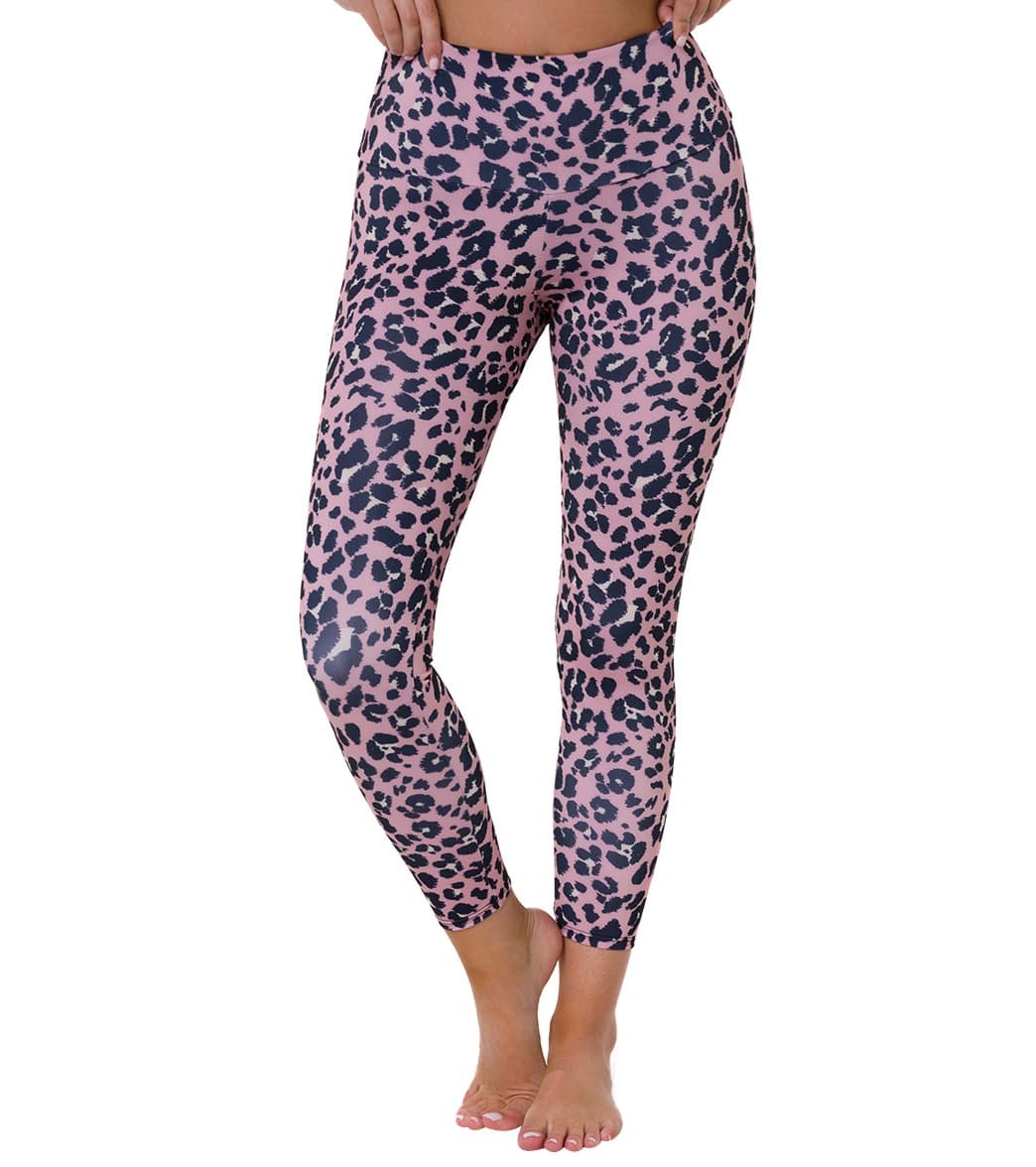 Onzie High Waisted Basic 7/8 Yoga Leggings Rose Leopard