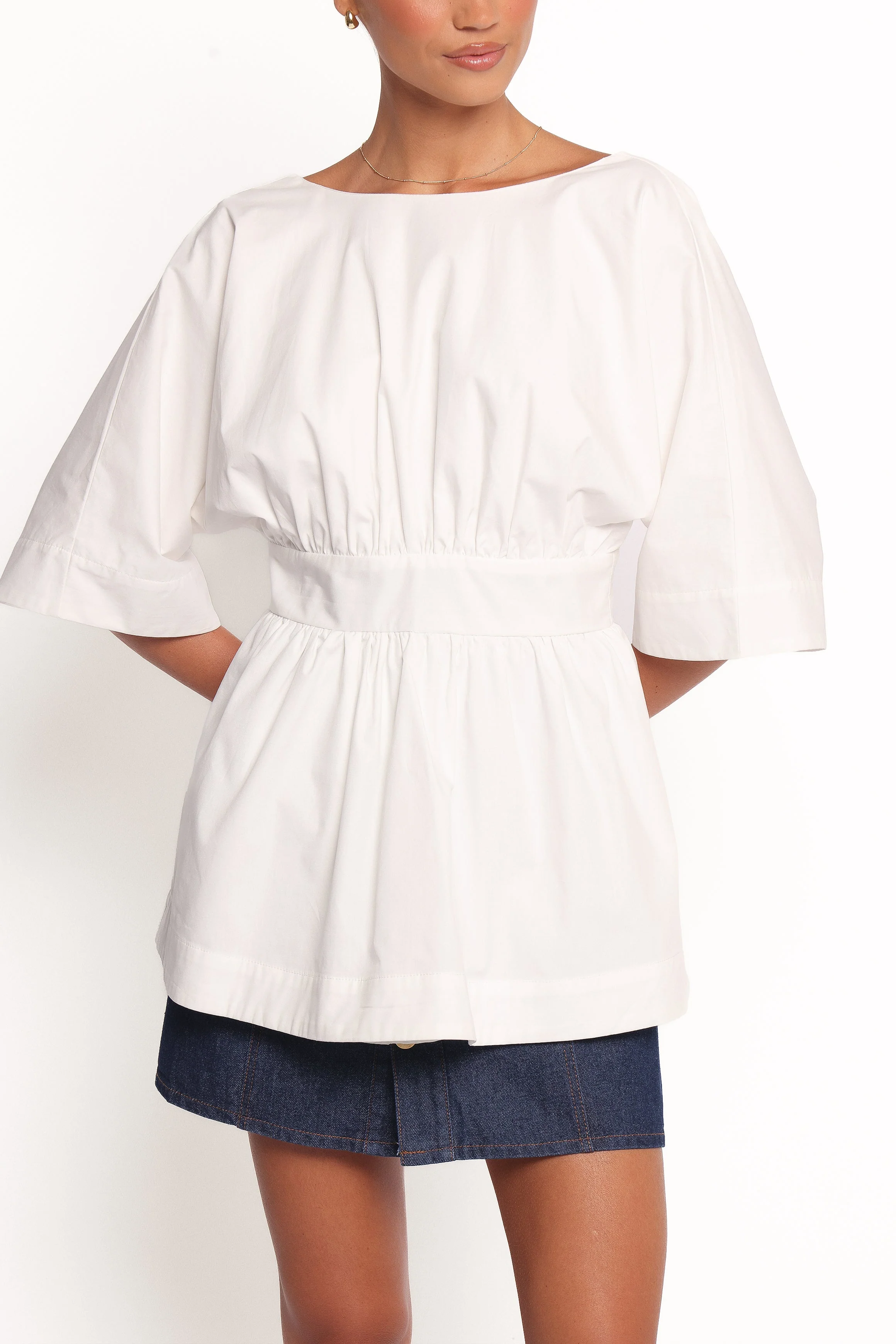 Camila Open Back Top - White