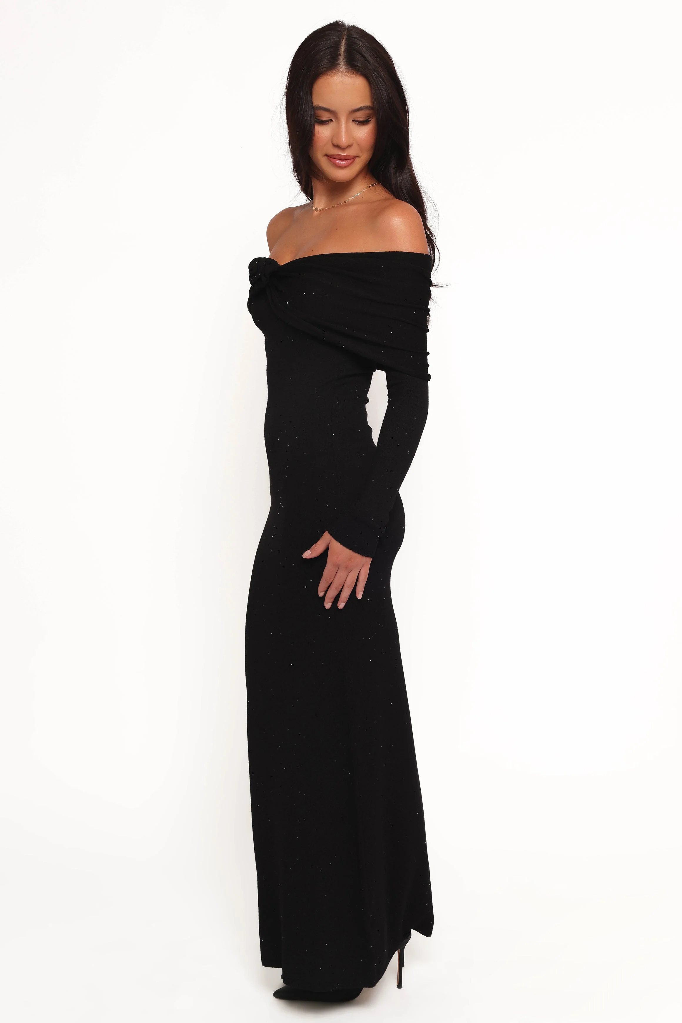 Pennie Maxi Dress - Black Sequin Knit