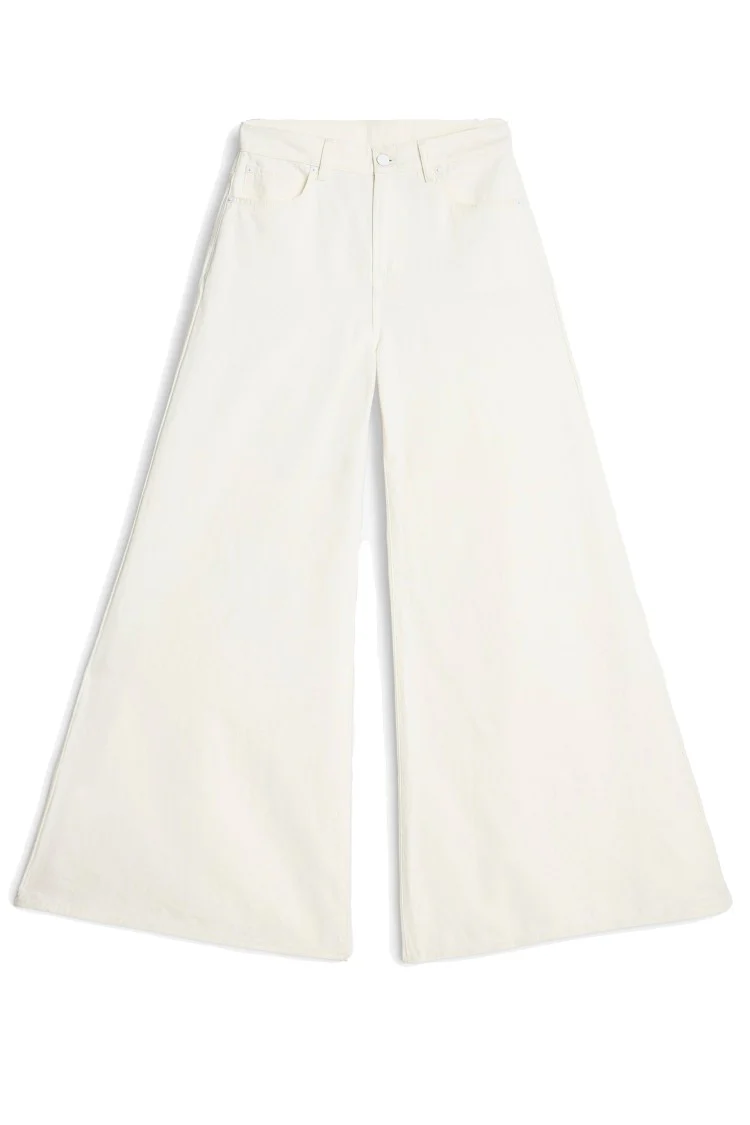 Wide-Leg White Linen Trousers With Minimalist Design