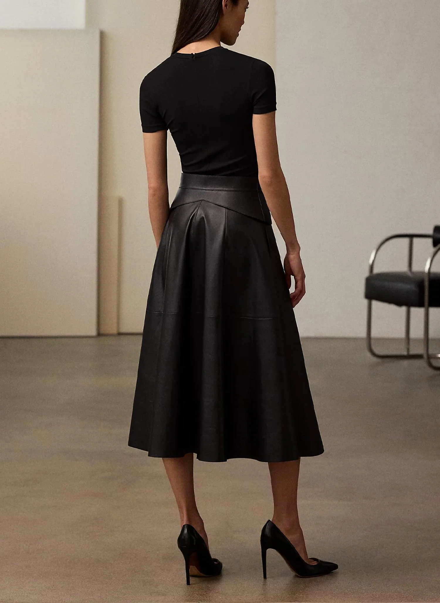 Sydney Jersey And Lambskin Day Dress In Black