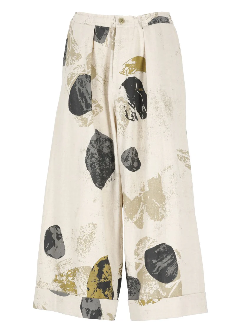 Ivory Cotton And Linen Pants