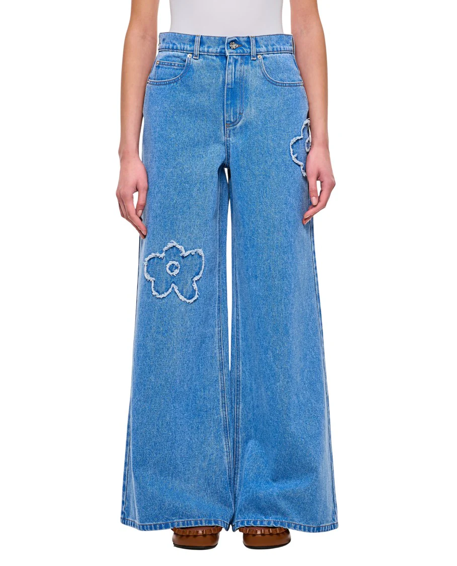 Blue Wide-Leg Trousers