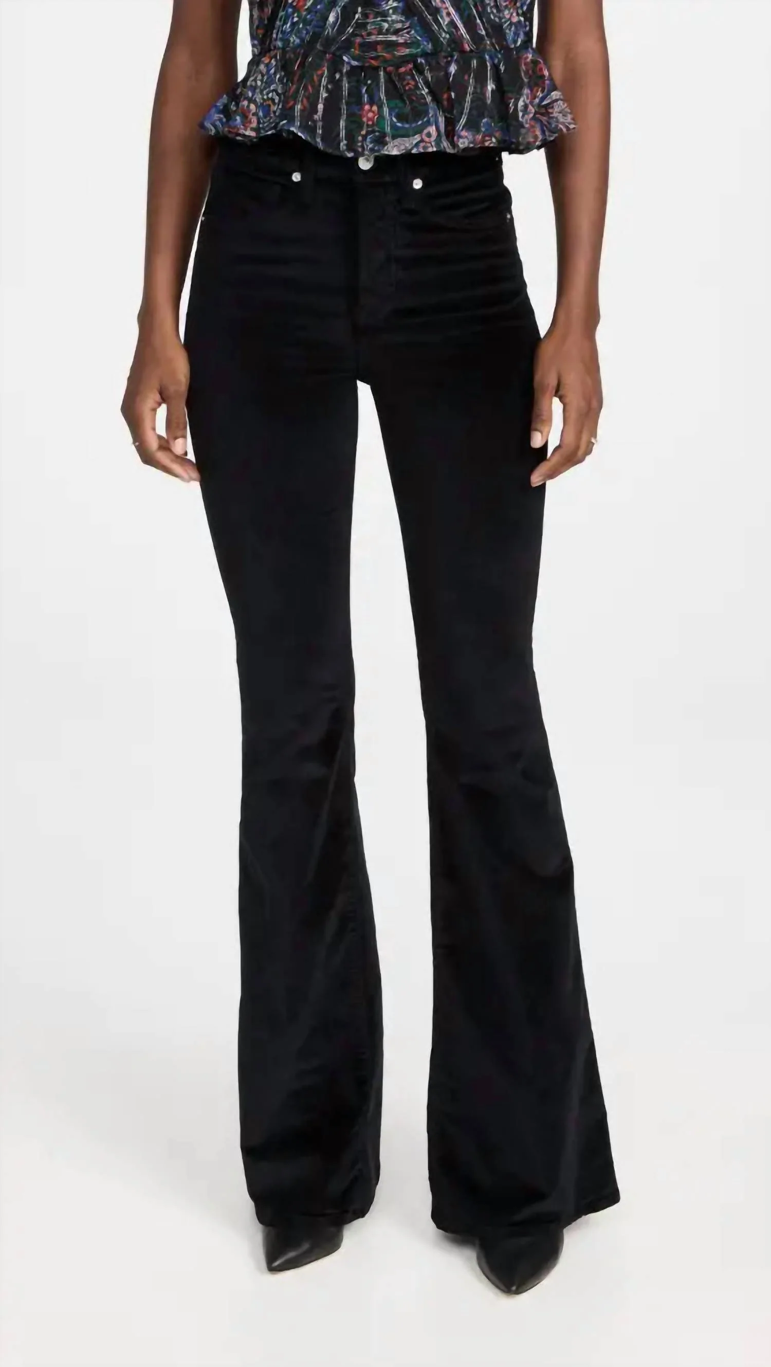 Sheridan Velvet Bell Bottom Pants In Black