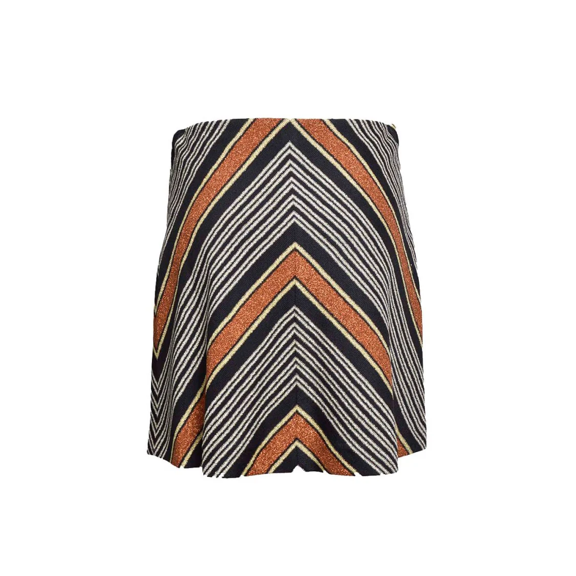 Orange Lamé Striped Viscose Mini Skirt