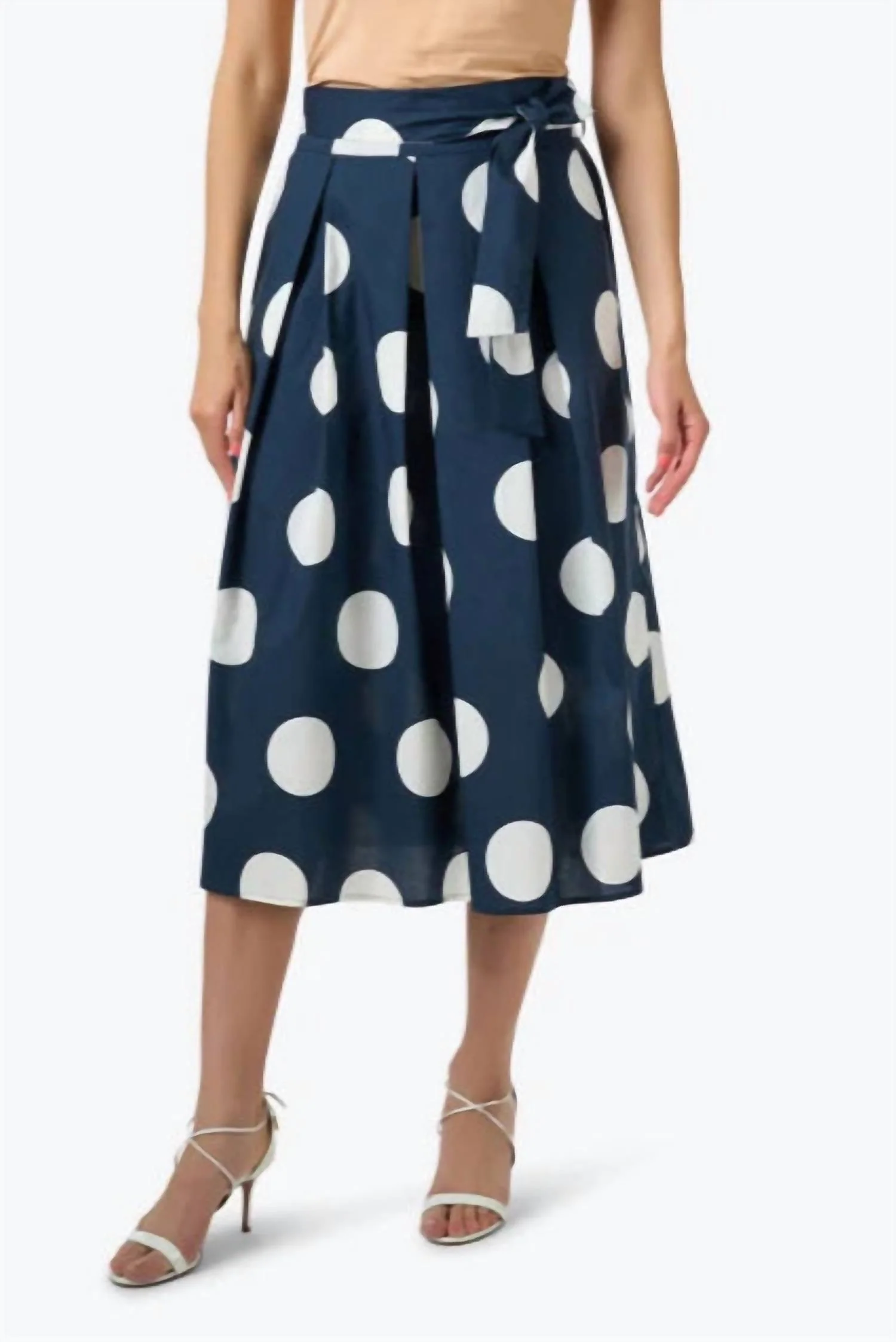 Dot Com Pleated Skirt In Navy