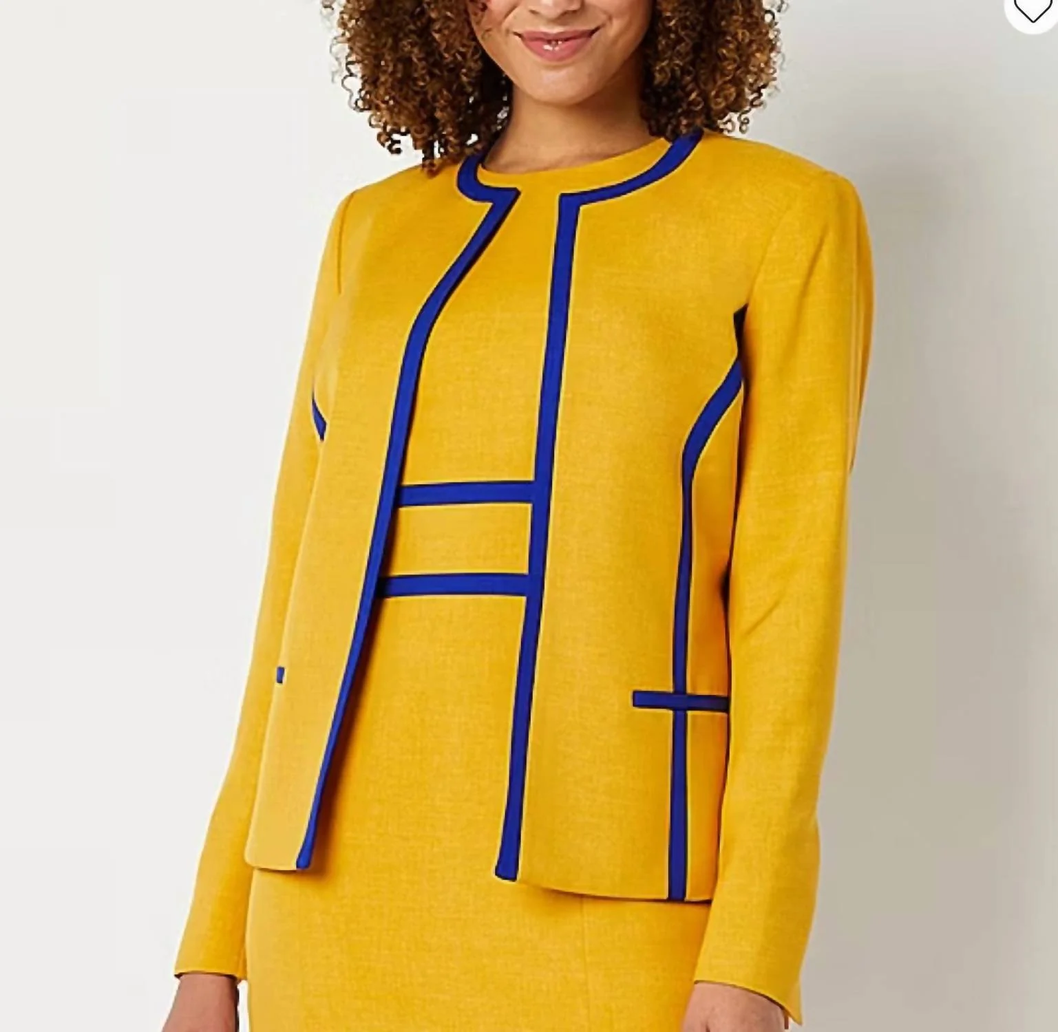 Classic Fit Suit Jacket In Gold Royal Blue