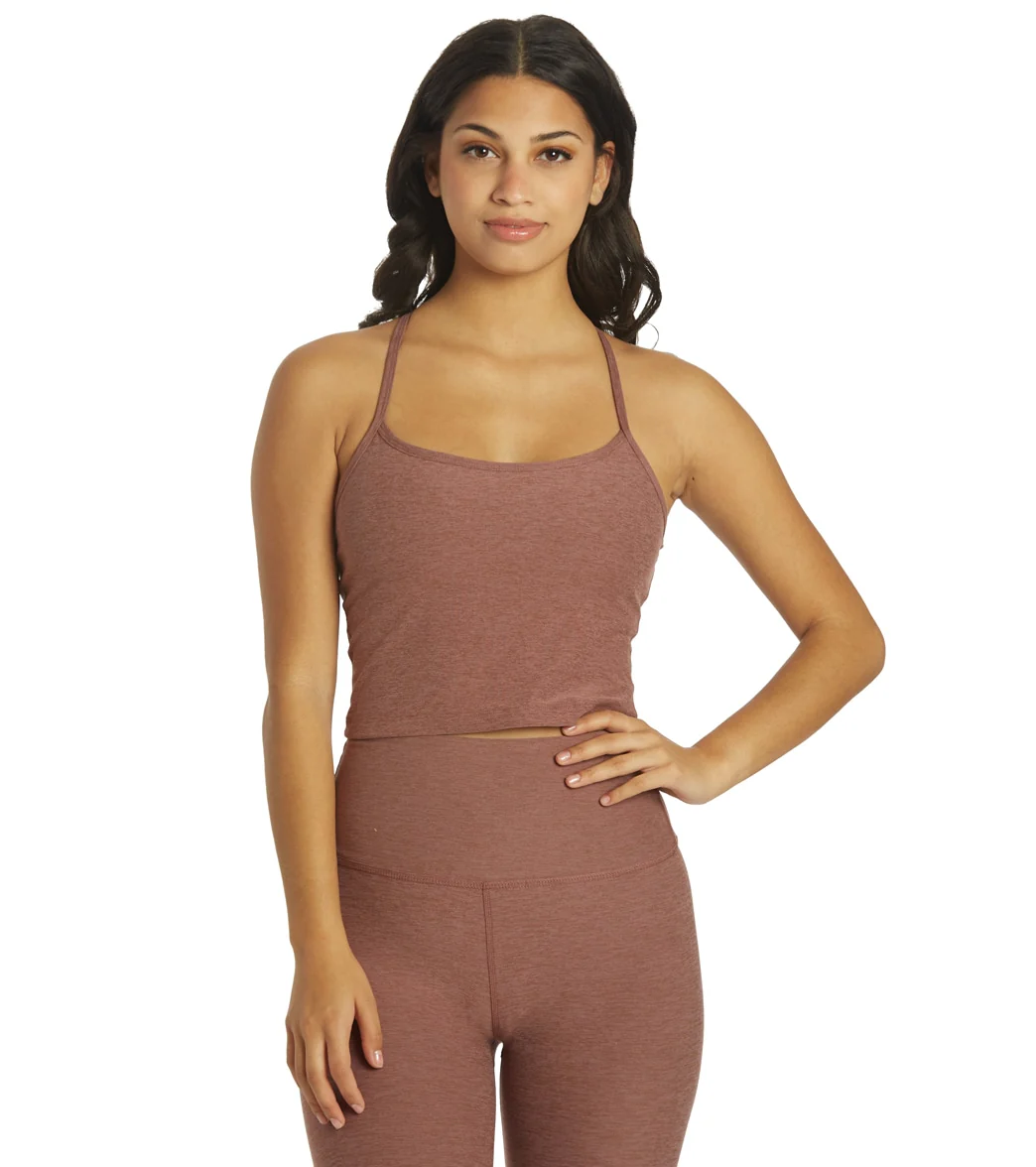 Beyond Yoga Spacedye Slim Racerback Cropped Tank Sienna Brown Heather