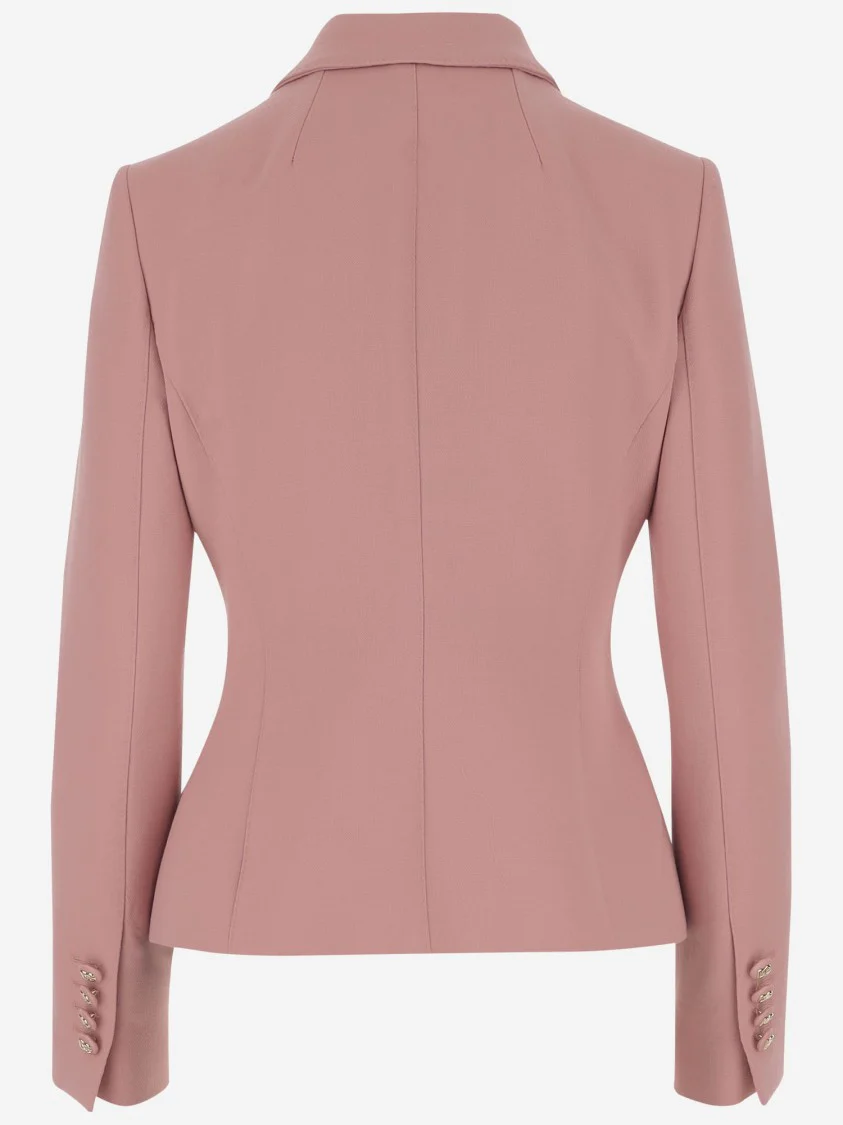 Single-Breasted Sweet Jacket In Wool Crepe