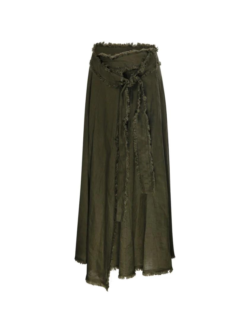 Flowing Linen Skirt With Frayed Hem