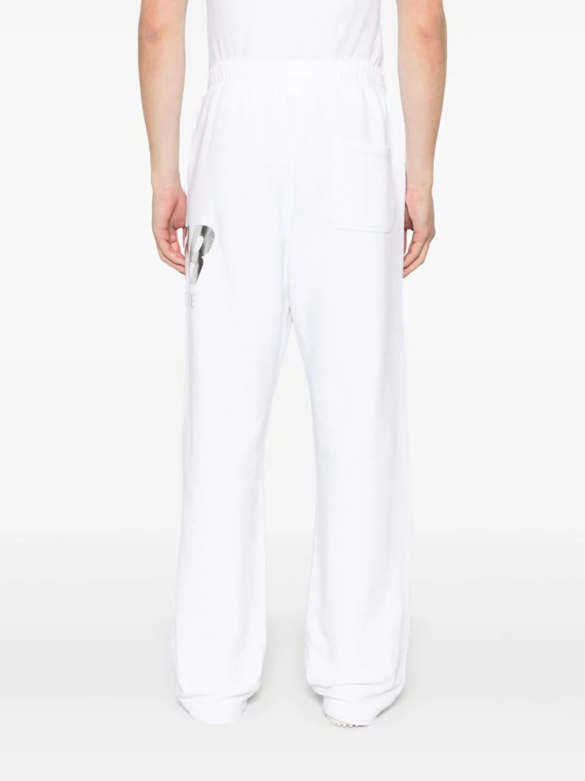 Relaxed Fit White Trousers With Bold Graphic Print