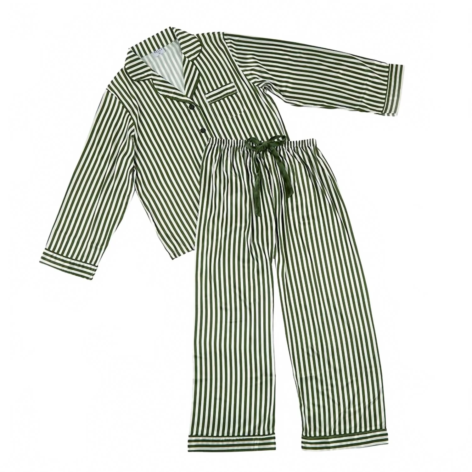 Women's Long Sleeve Stripe Pj Set In Green