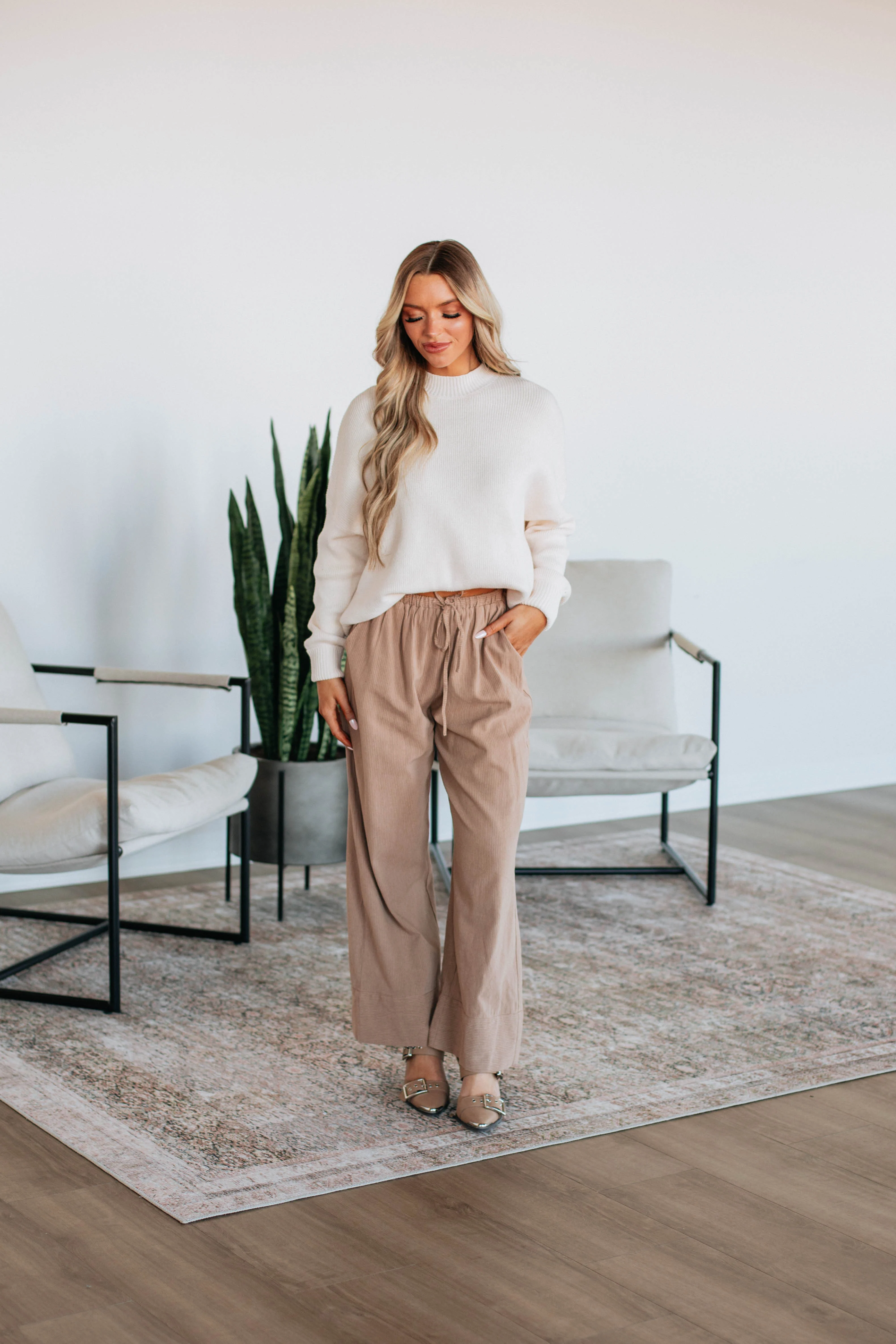 Luvan Striped Pants - Mocha Mix