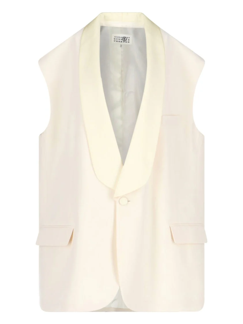 Virgin Wool Blend Vest Jacket – Cream