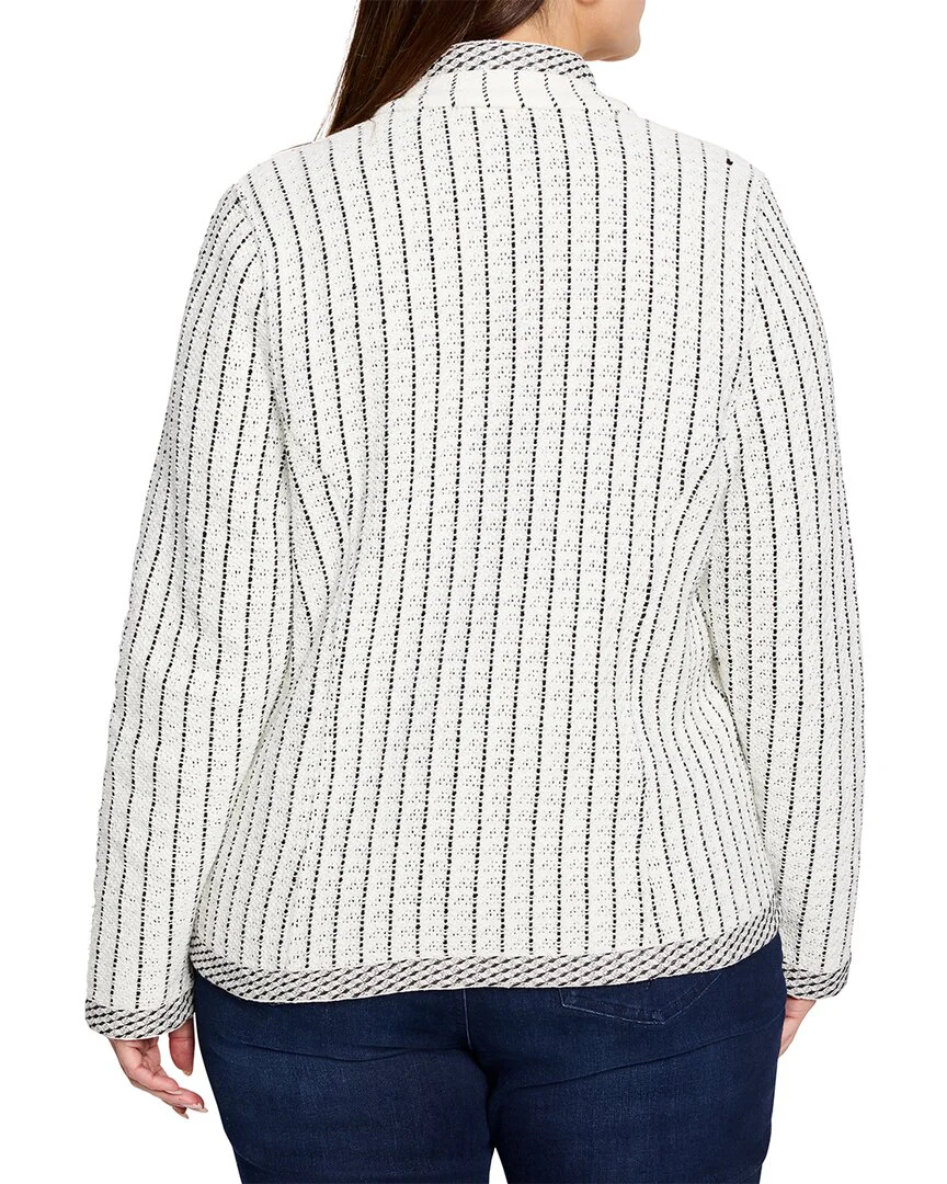NIC+ZOE Plus Pinstripe Notch Collar Knit Jacket