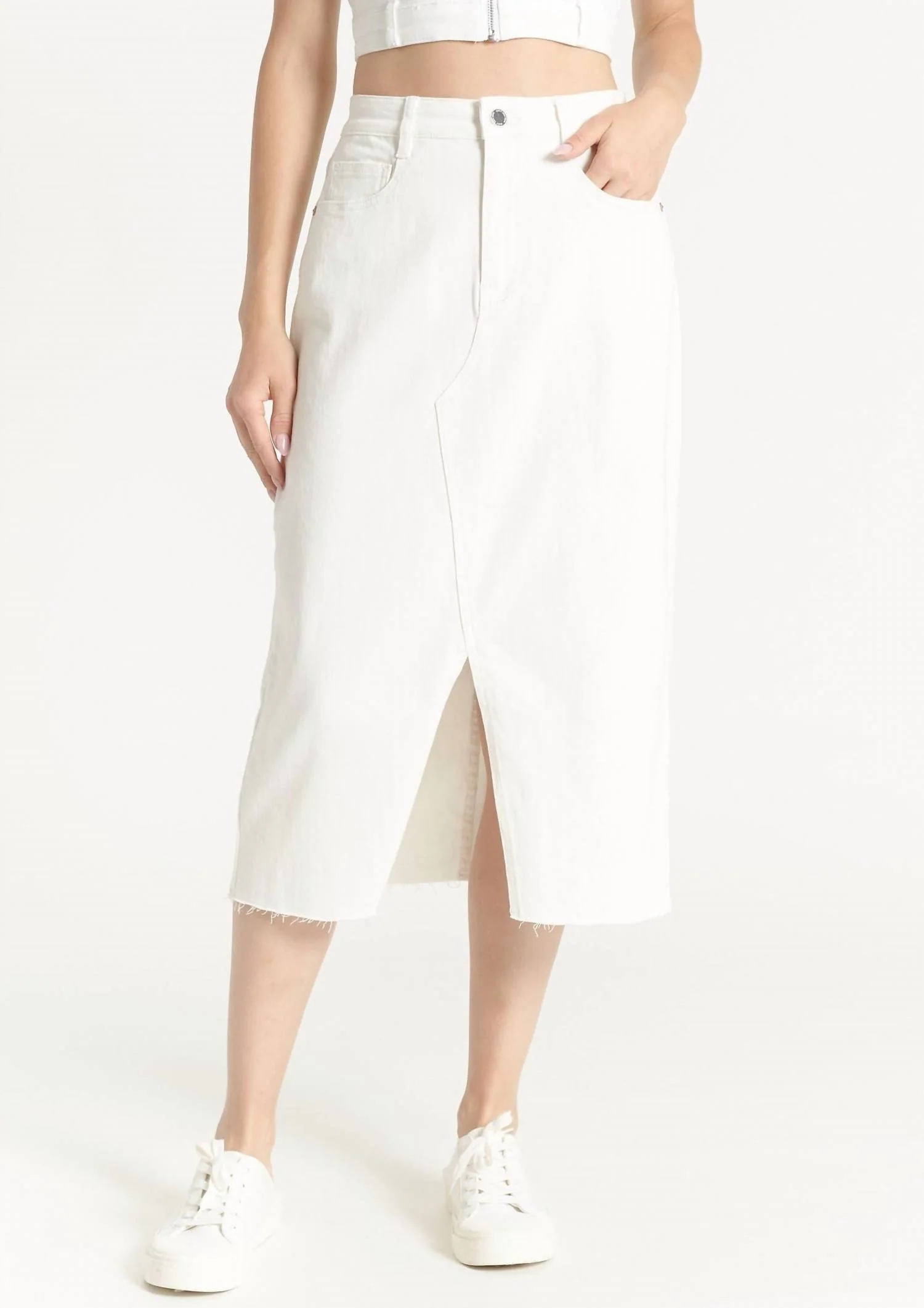 Marty Stretch Denim Skirt In White