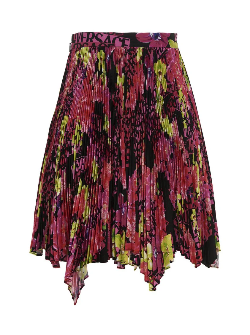 Floral Print Crêpe De Chine Silk Skirt