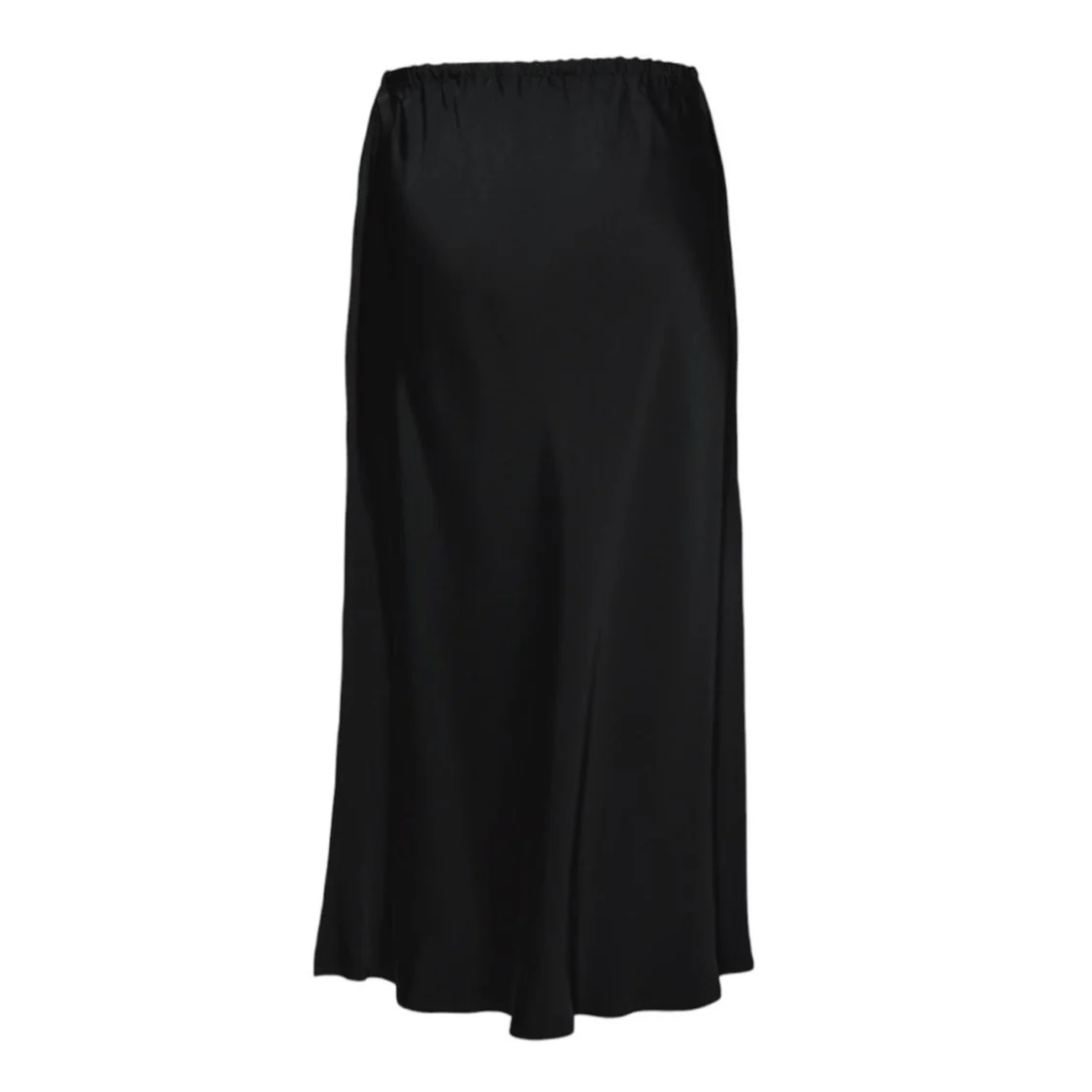 Black Viscose Satin Midi Skirt