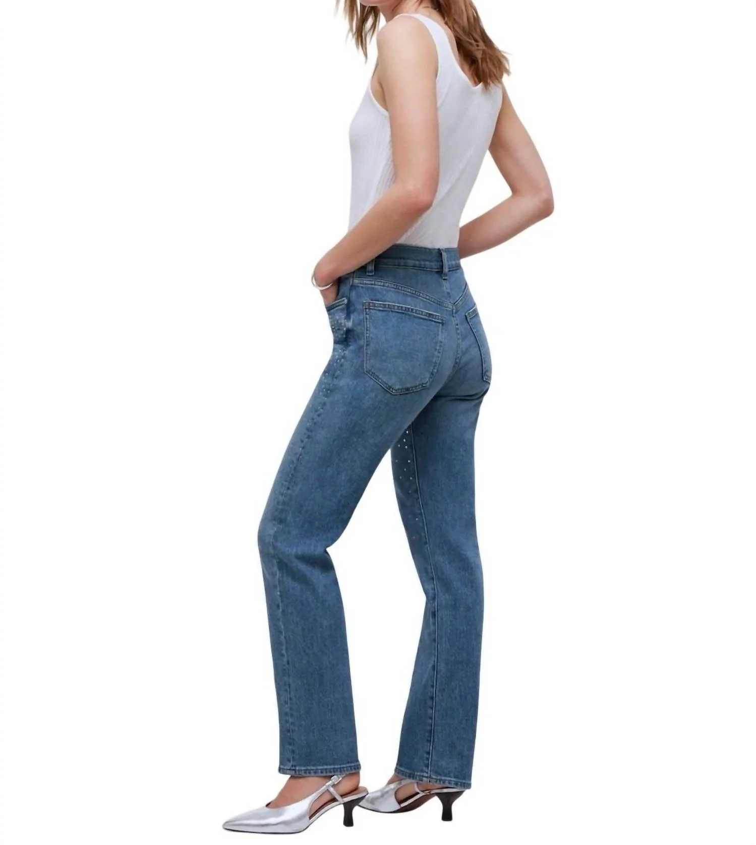 The '90S Straight Jean With Rhinestones In Blue