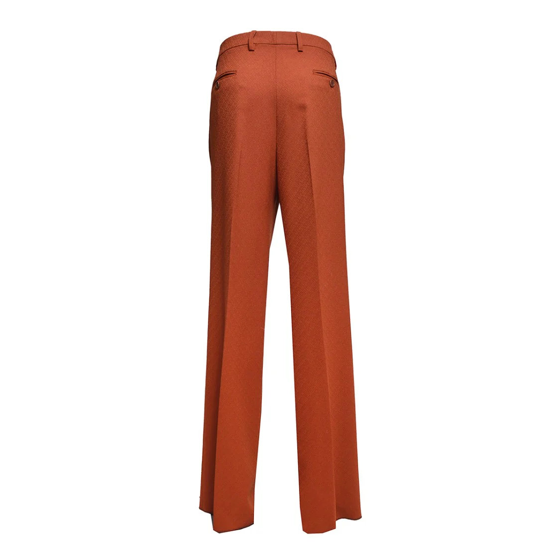 Brick Virgin Wool Straight Pants With Jacquard Pattern