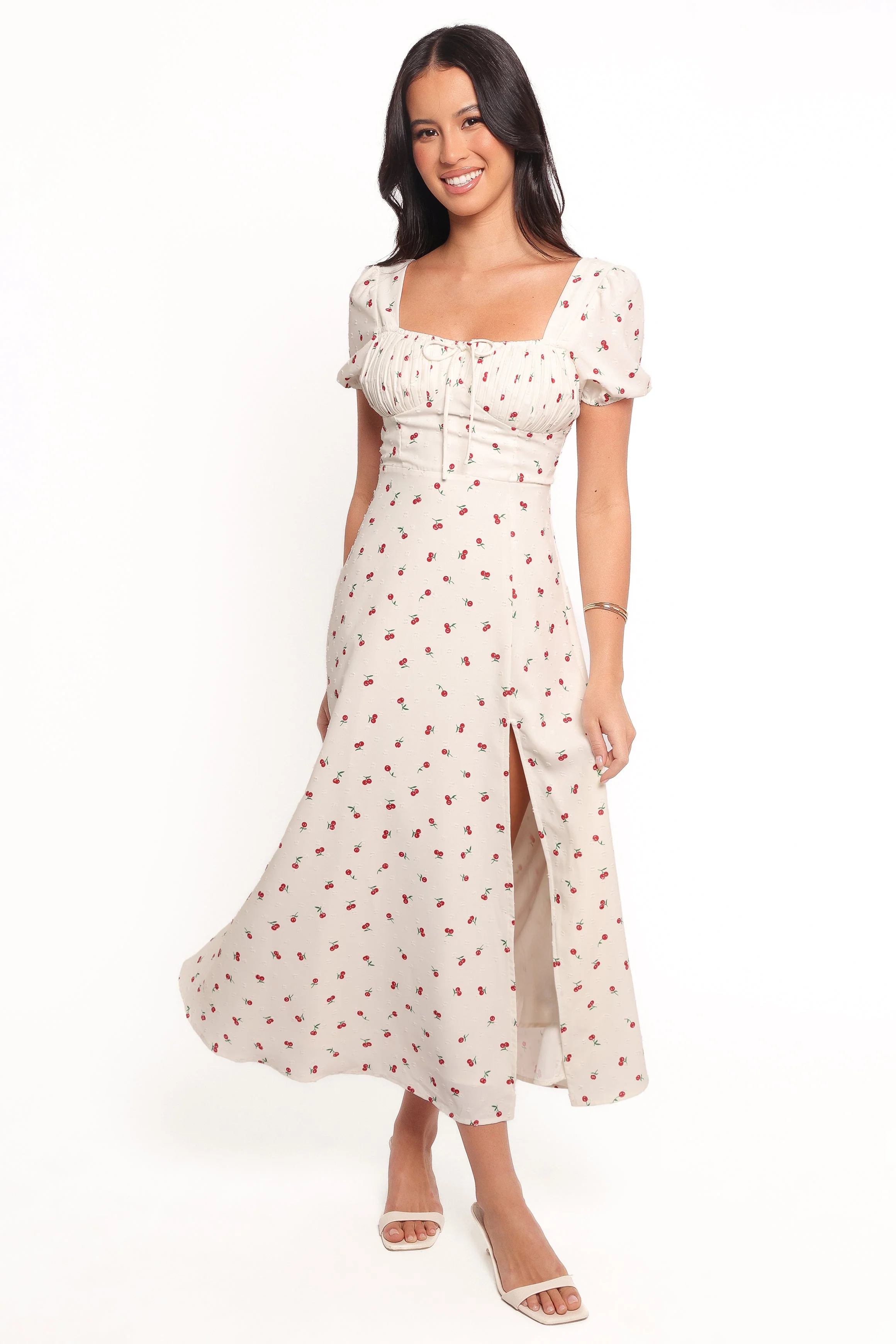 Jill Midi Dress - Cherry Print