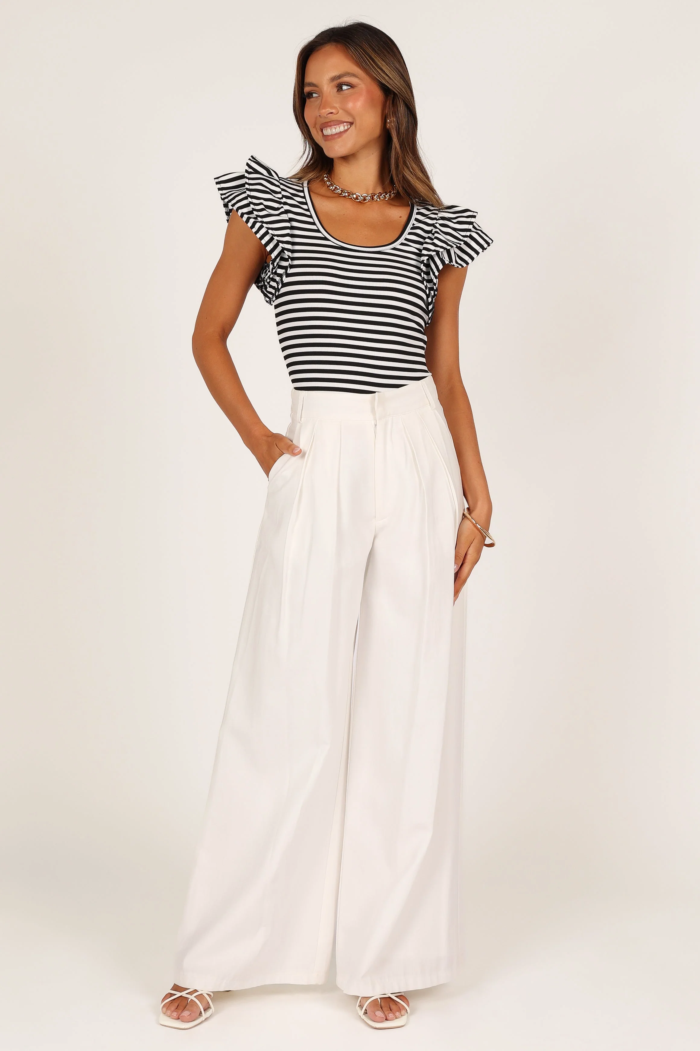 Martina Ribbed Top - Black Stripe